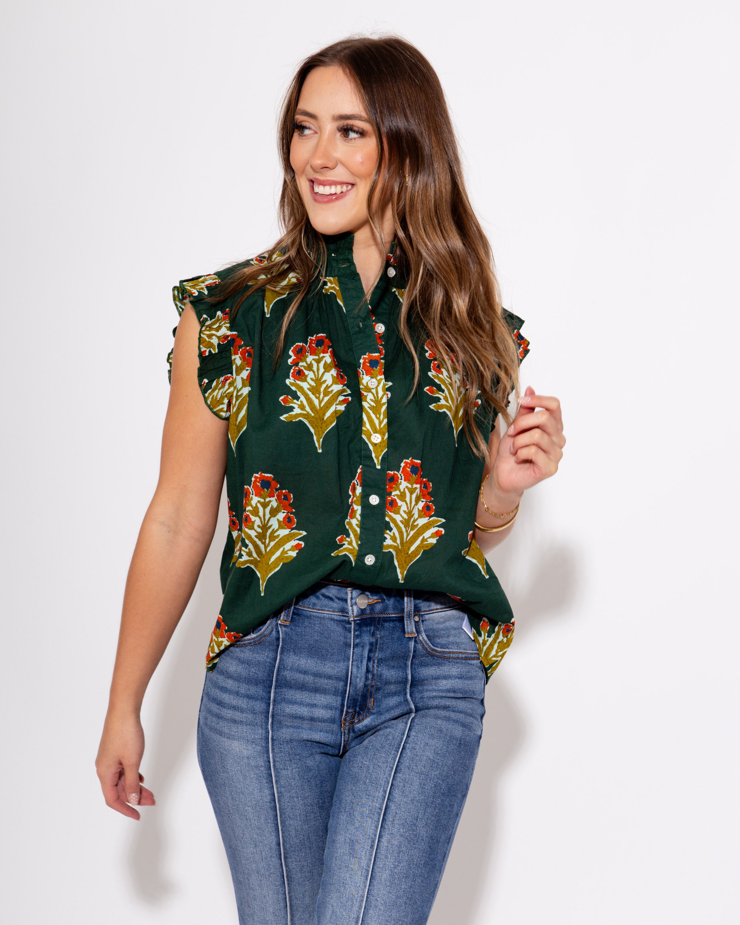 Floral Grove Flutter Top
