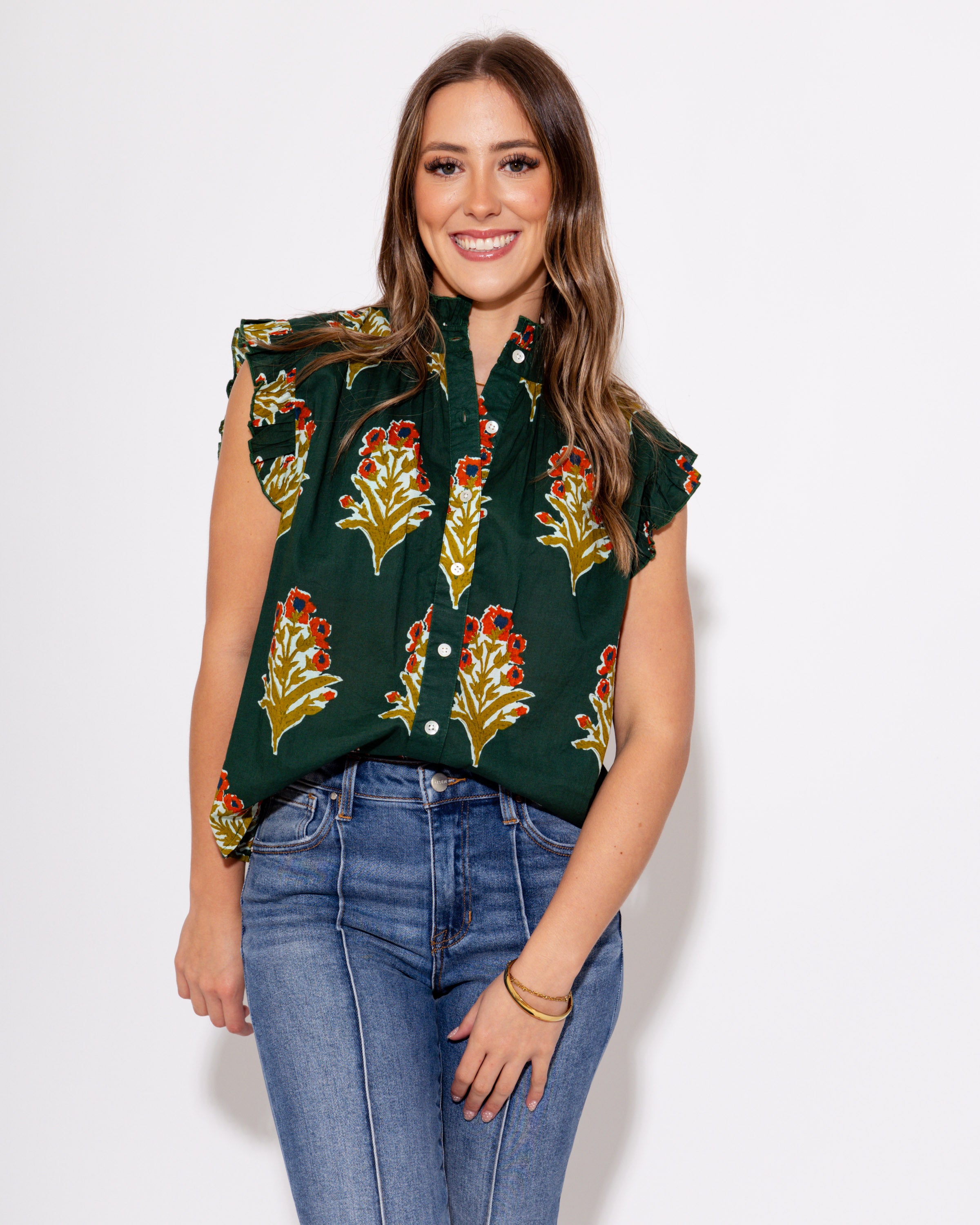 Floral Grove Flutter Top