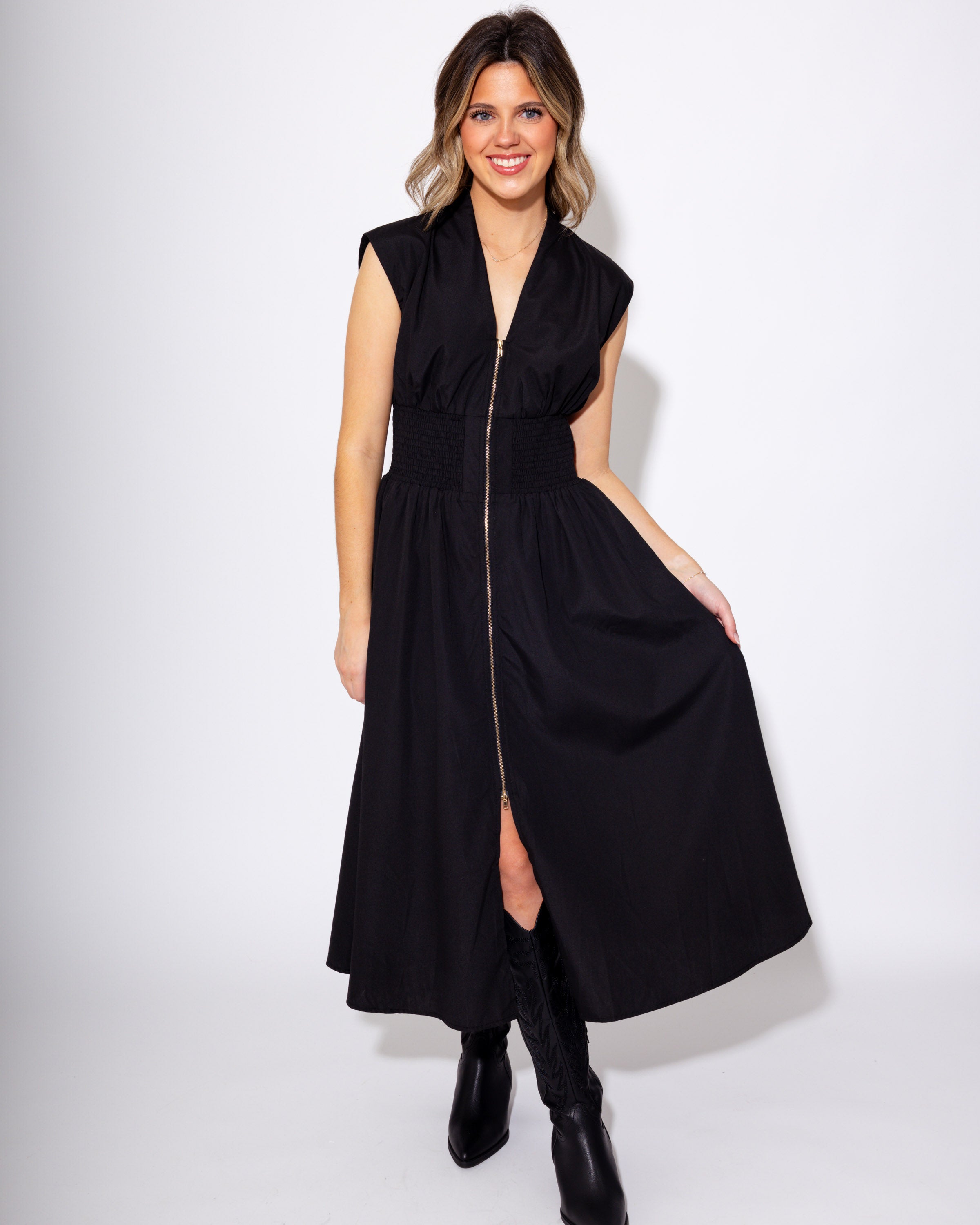 Zipped Up in Style Midi Dress