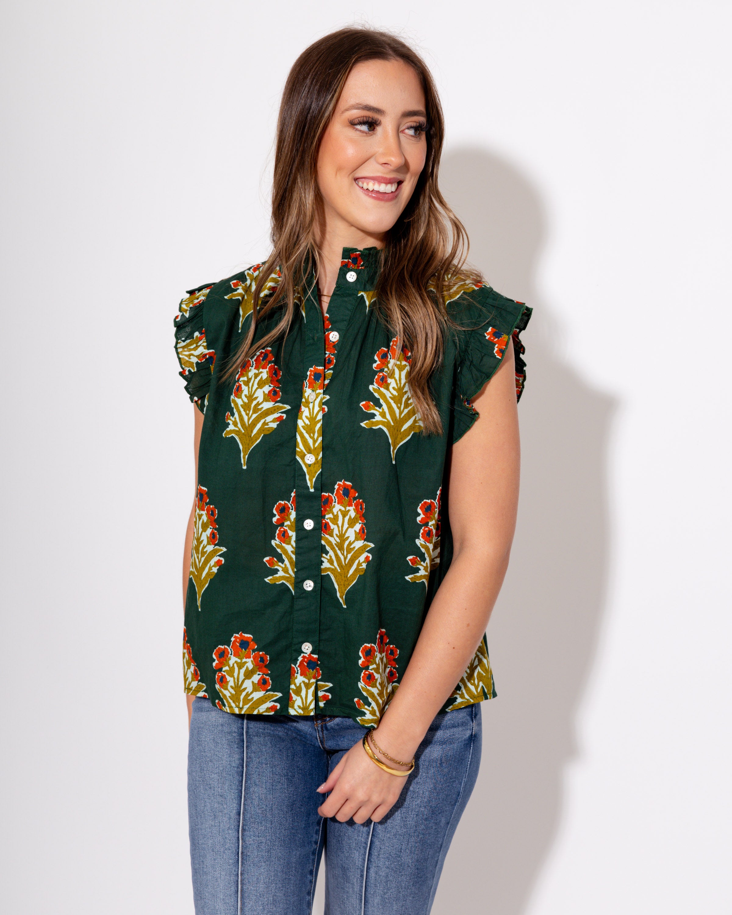 Floral Grove Flutter Top