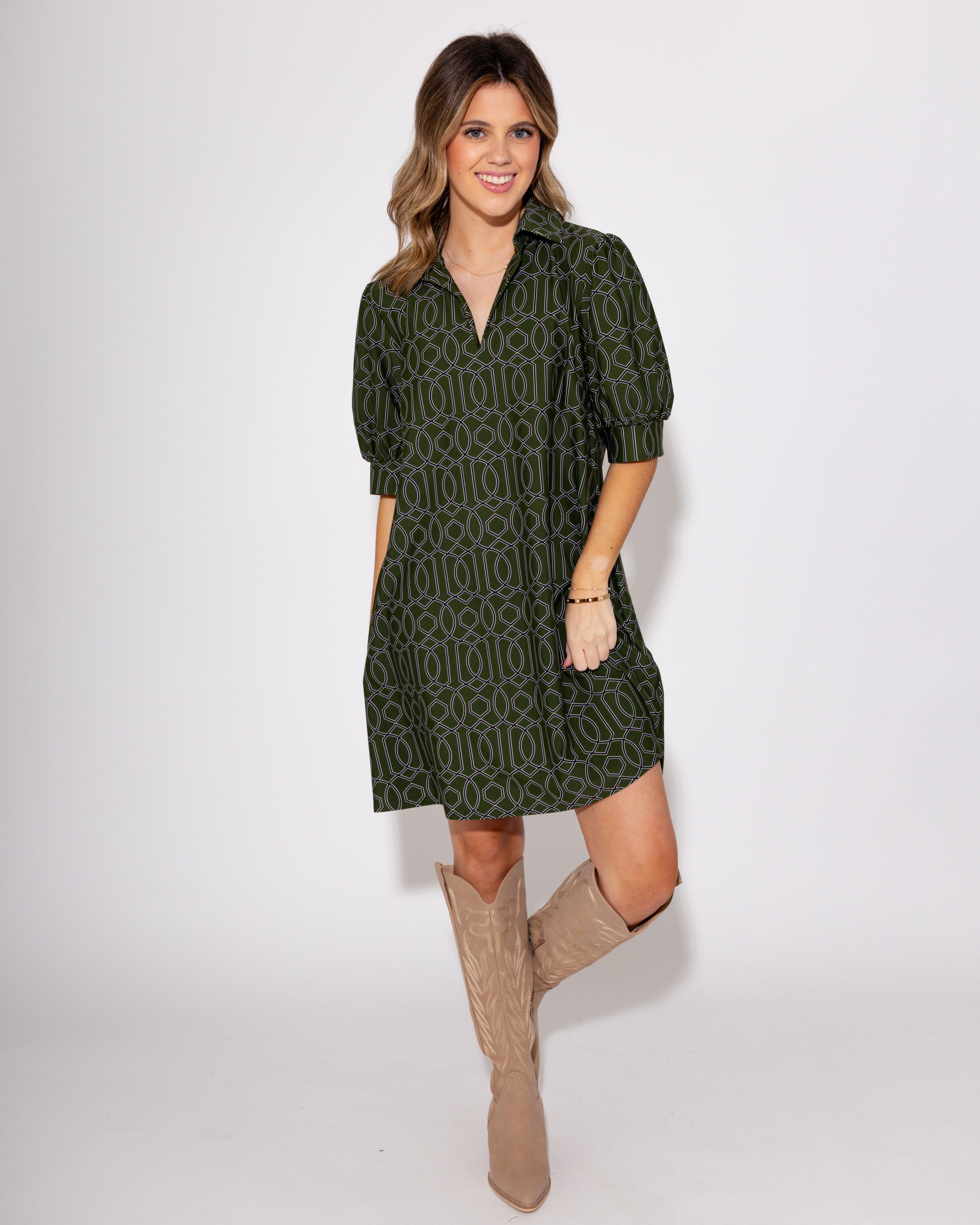 Jude Connally | Emerson Dress in garden Gate Loden