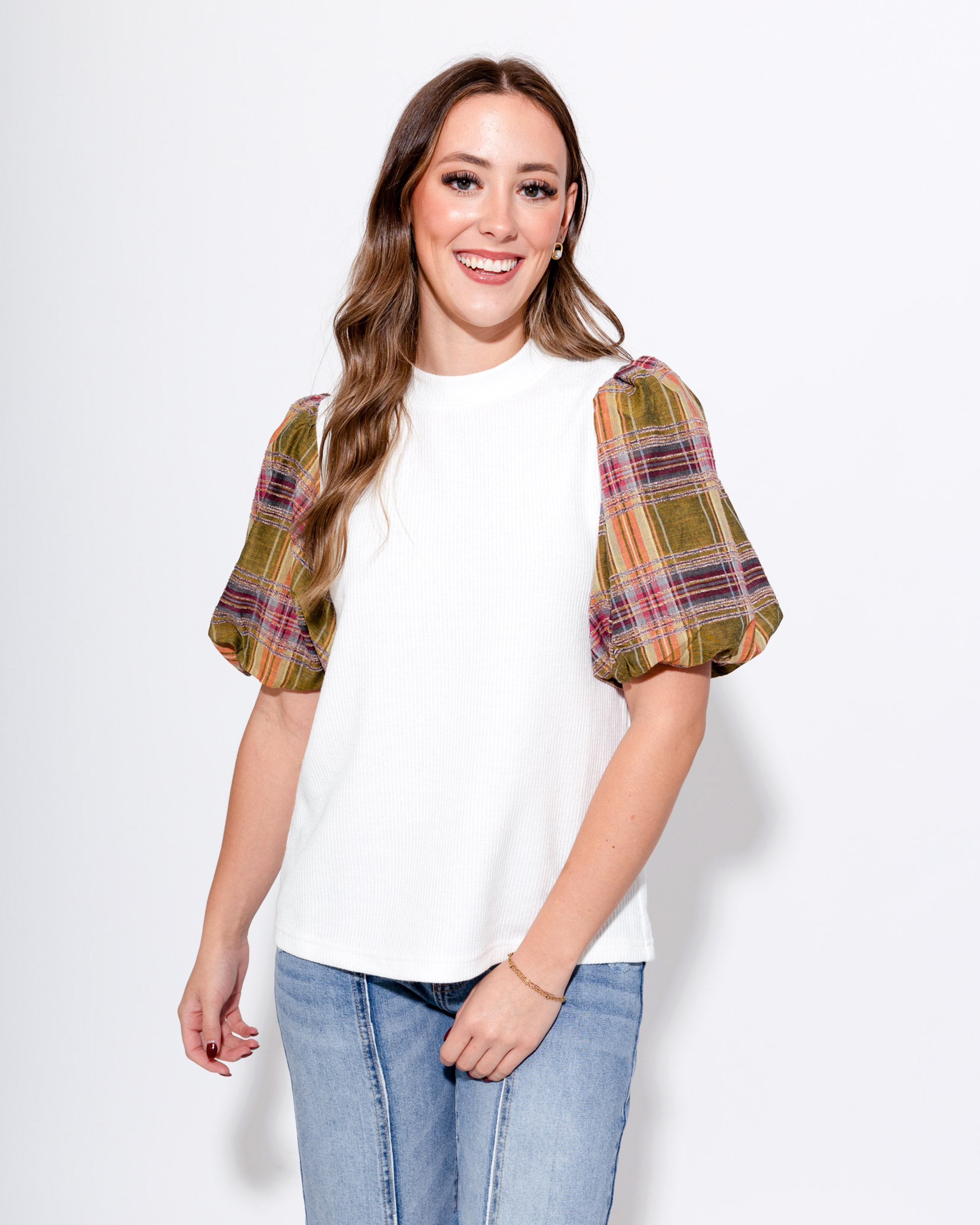 Plaid Perfection Puff Sleeve Top