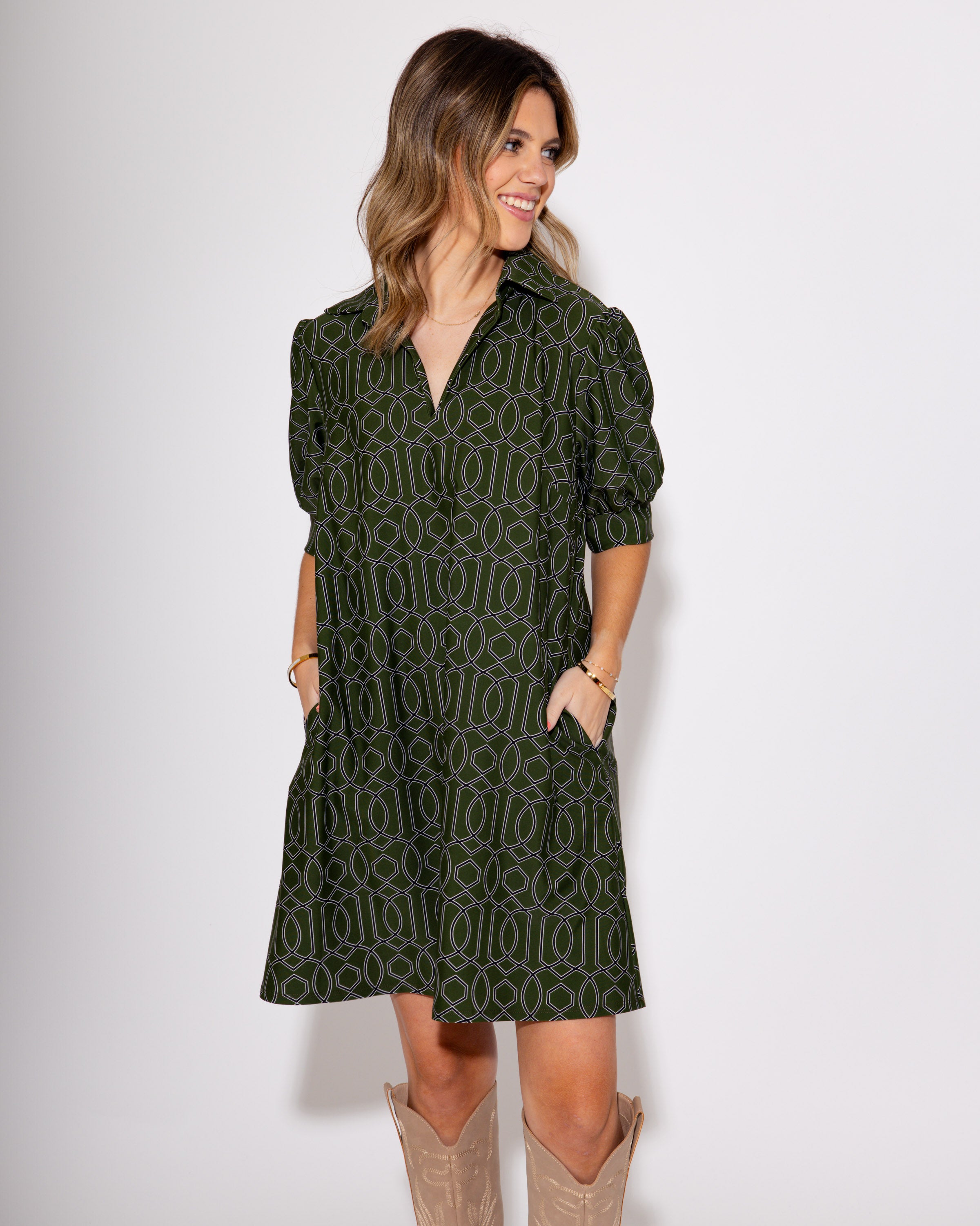 Jude Connally | Emerson Dress in garden Gate Loden