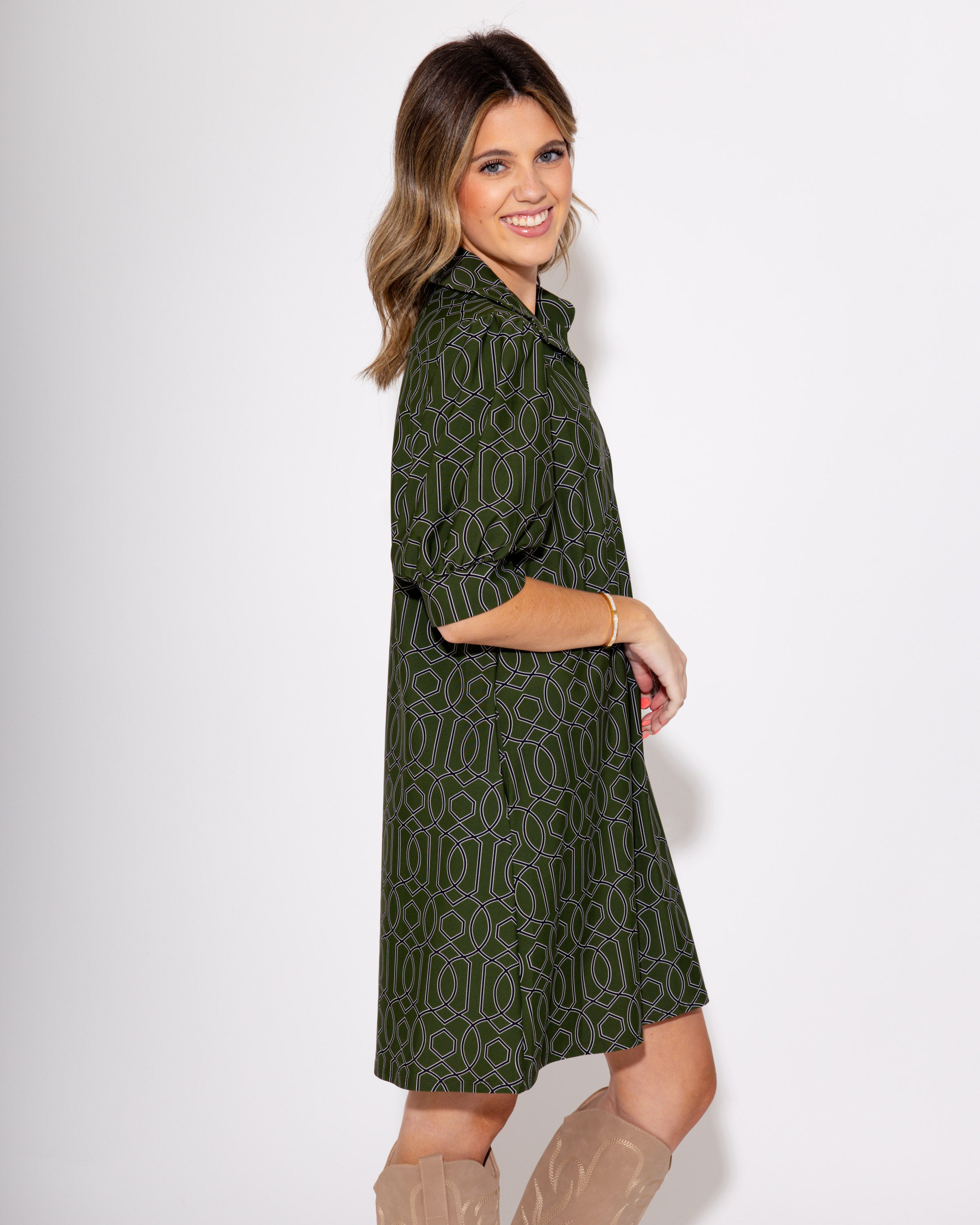 Jude Connally | Emerson Dress in garden Gate Loden