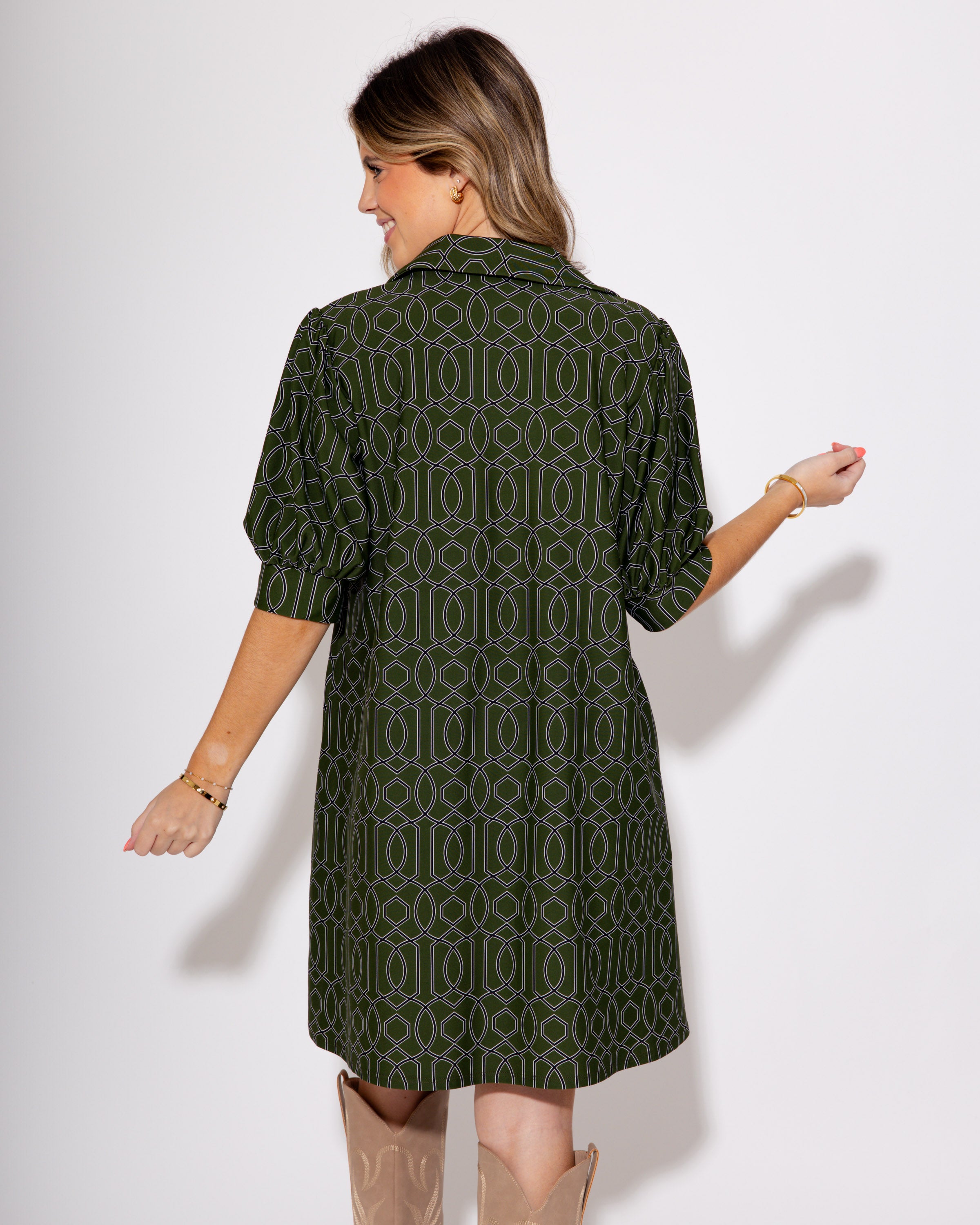 Jude Connally | Emerson Dress in garden Gate Loden