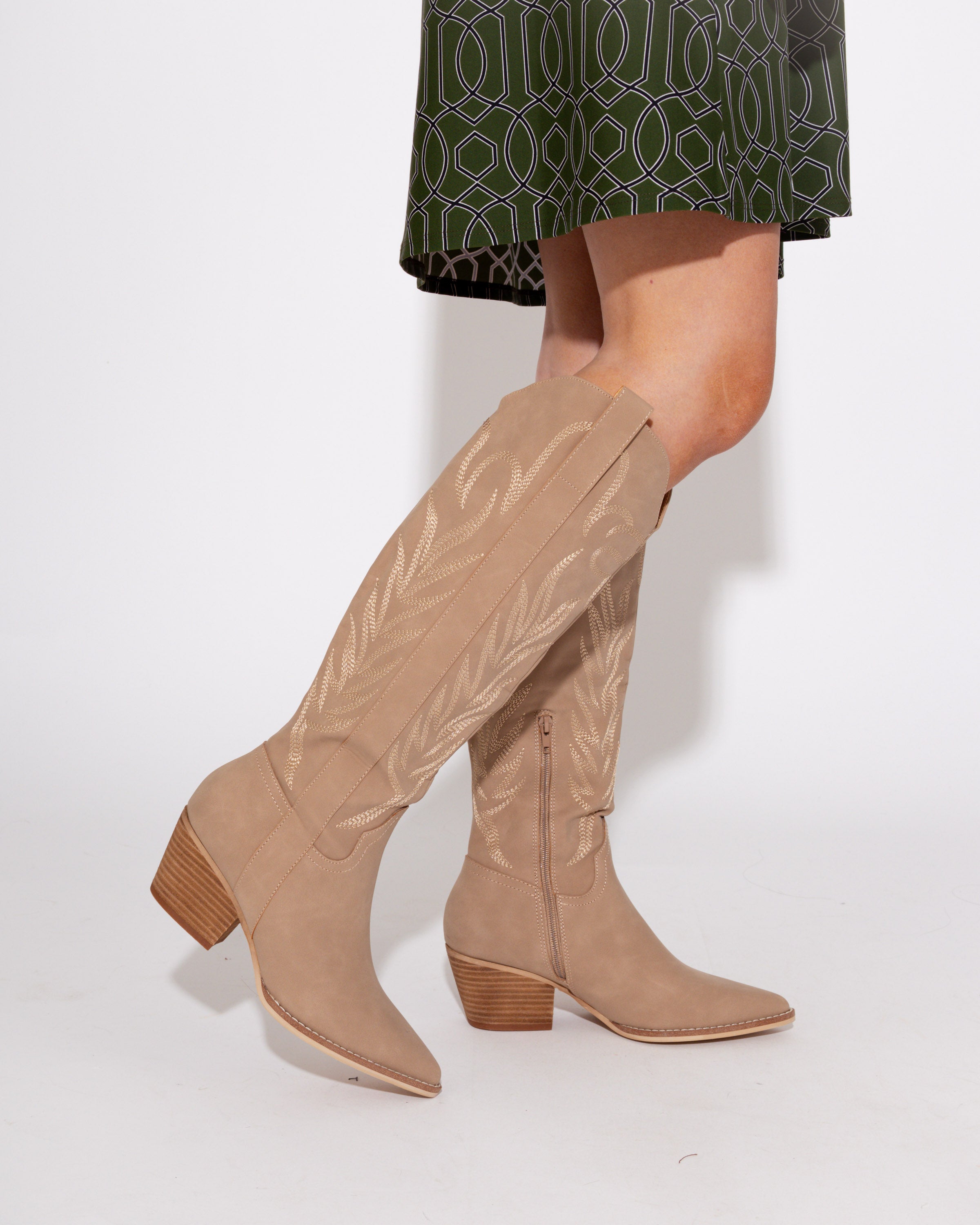 The Samara Cedar Wood Western Tall Boot