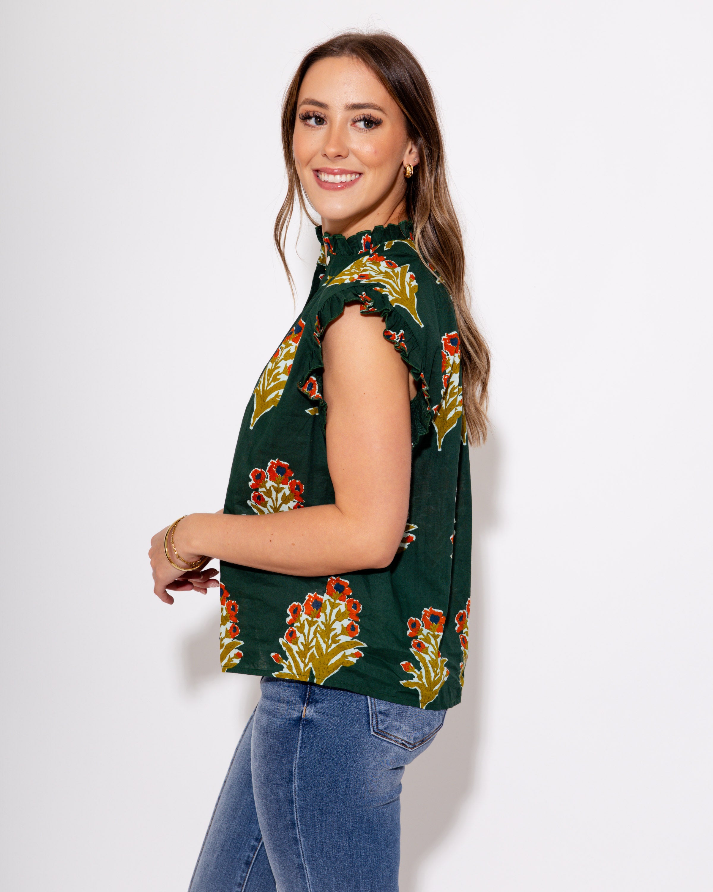 Floral Grove Flutter Top