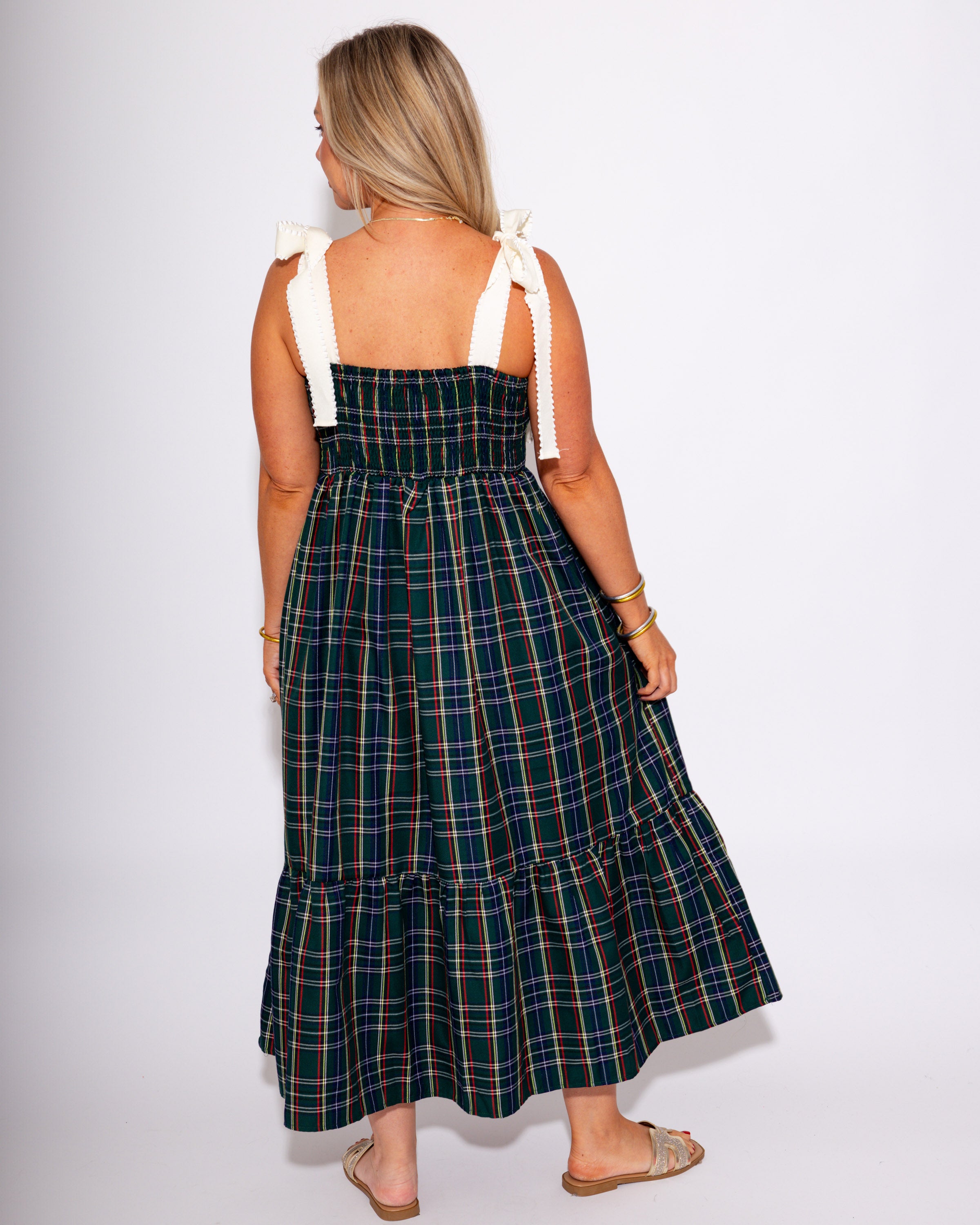 Evergreen Plaid Midi Dress