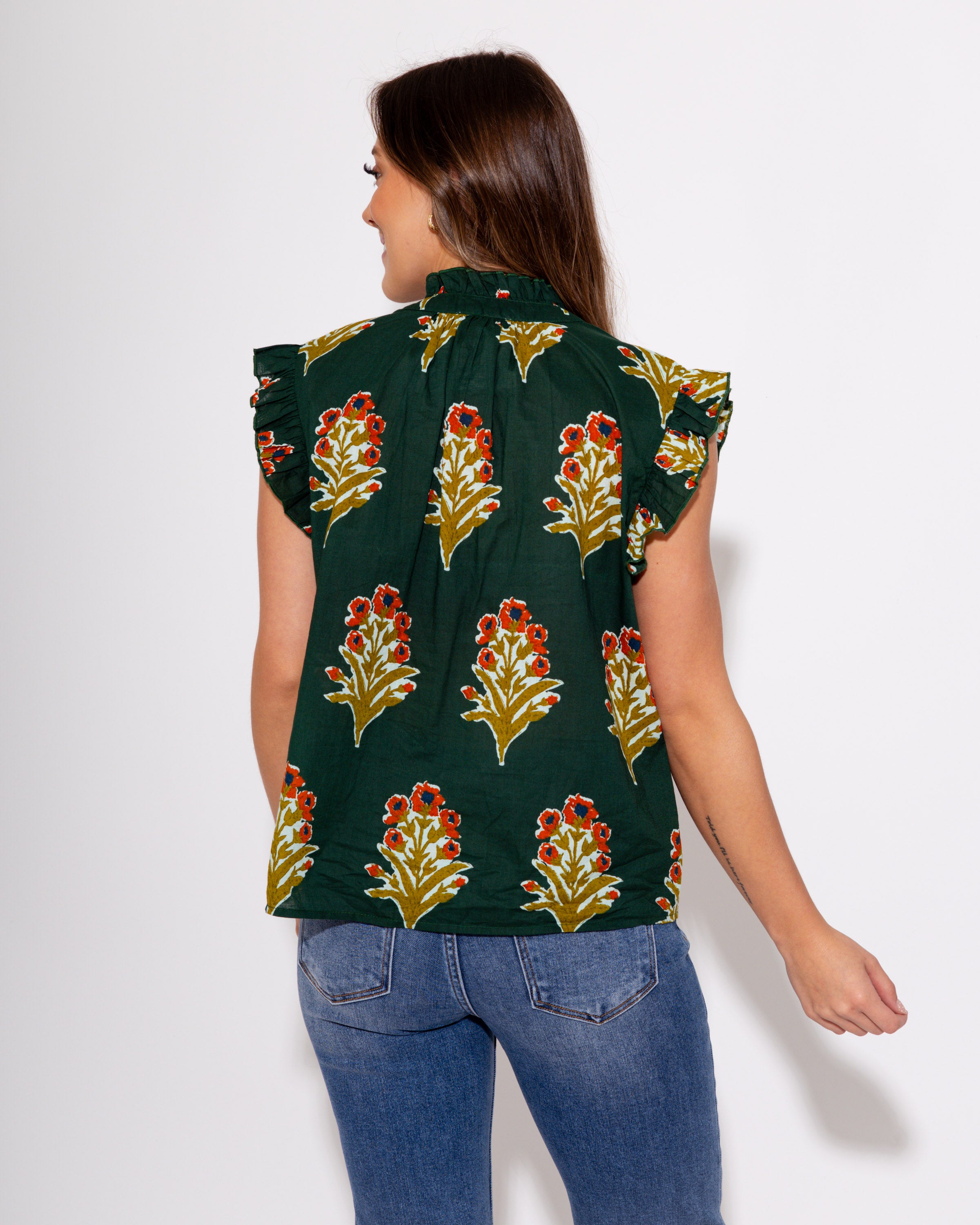 Floral Grove Flutter Top