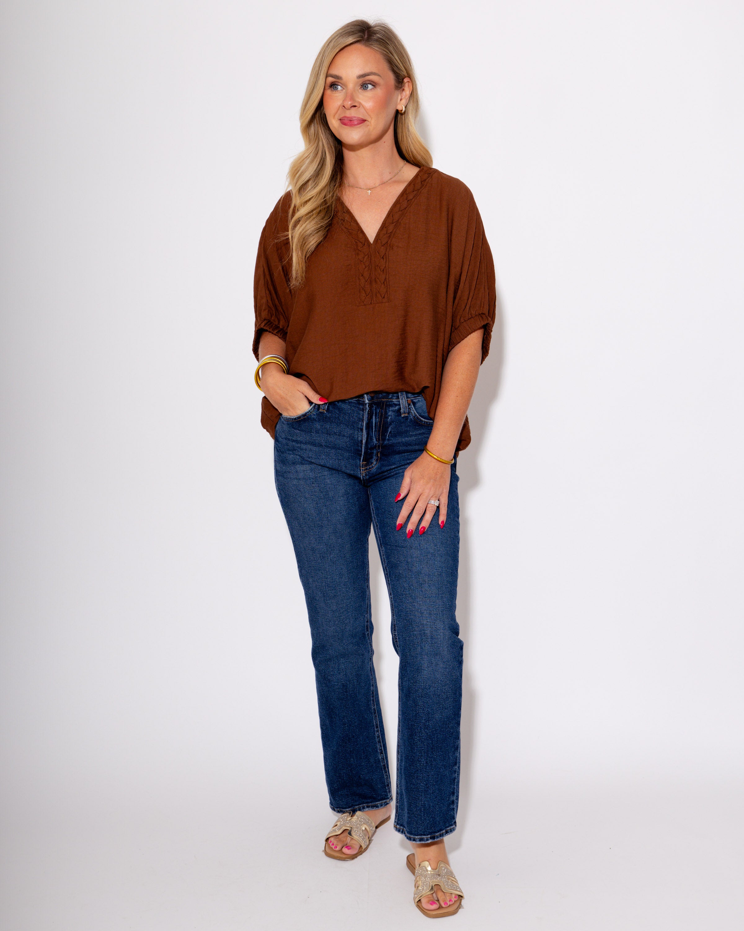 The Trenza Touch Top in Caramel