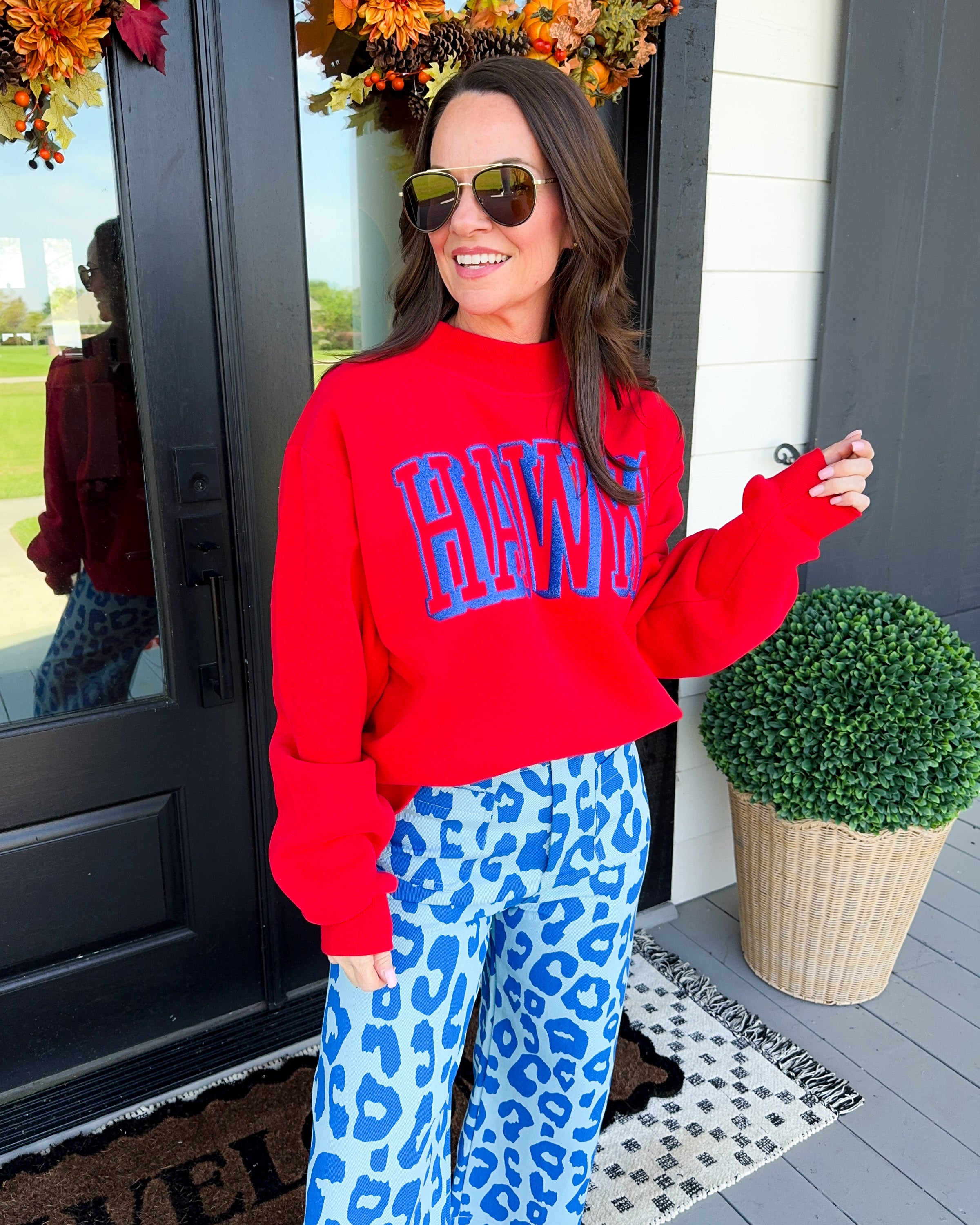 Hawk Glitter Mock Neck Pullover