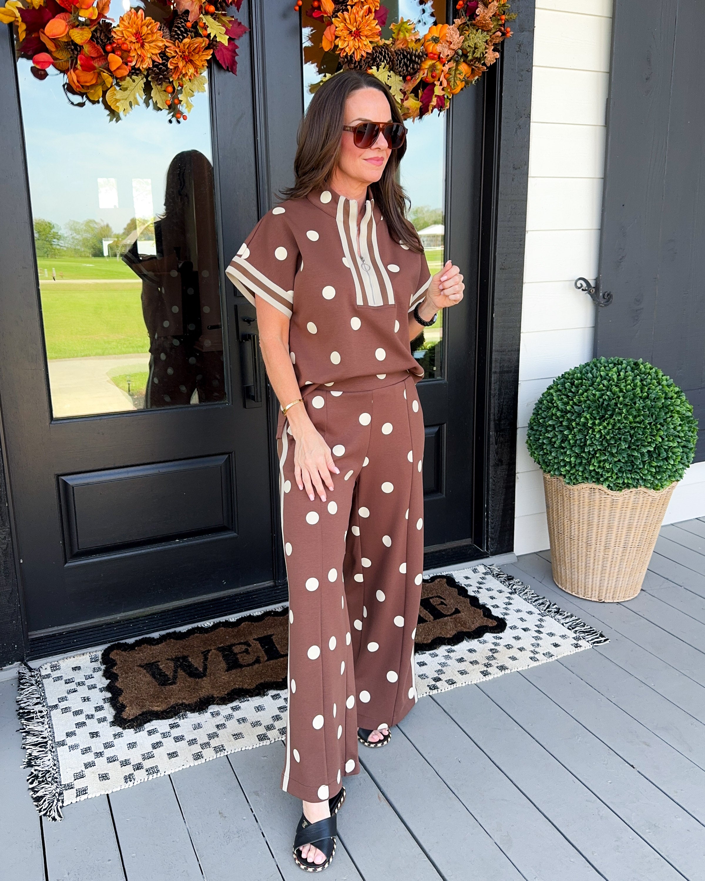 Polka Dot Lounge Set in Brown