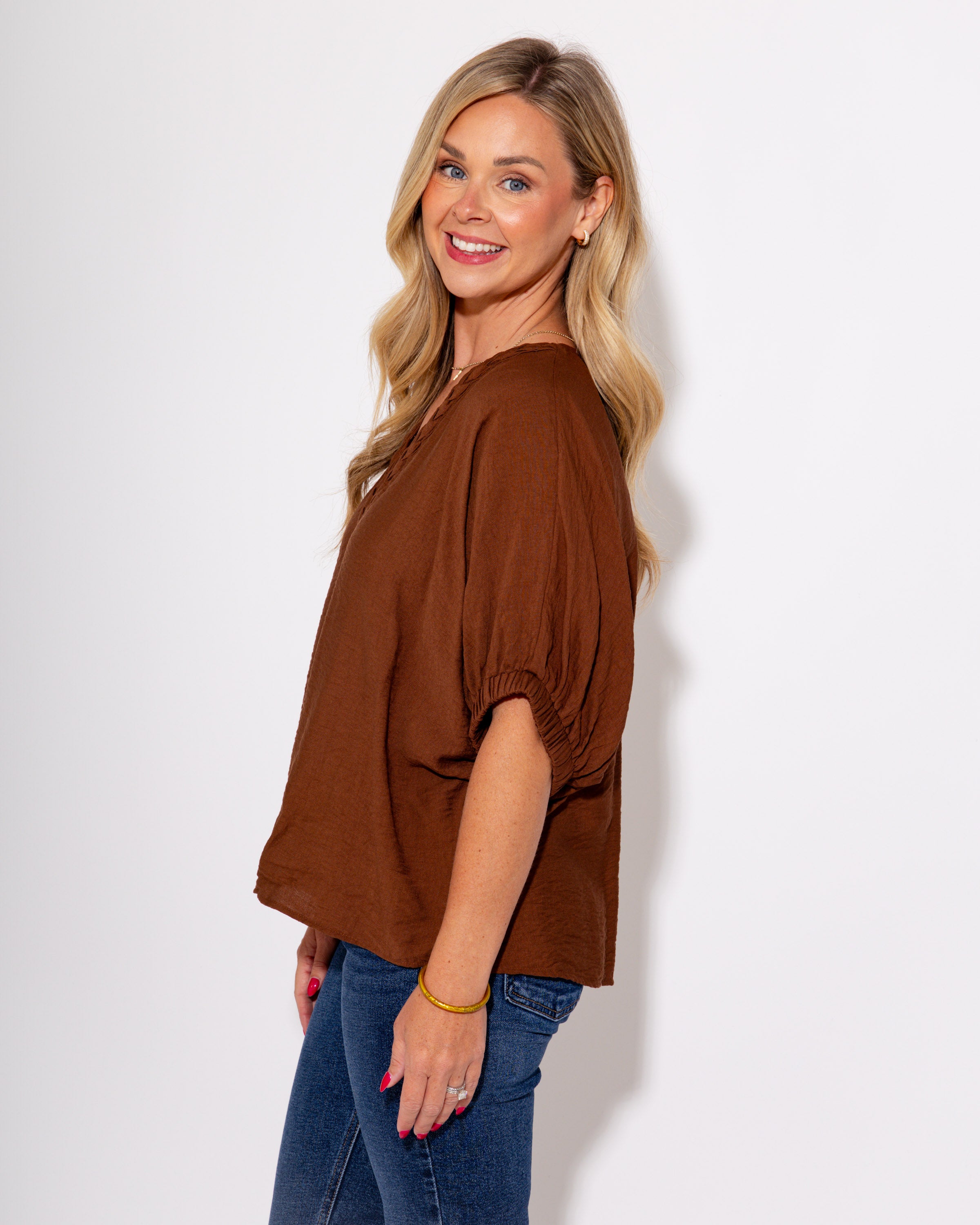 The Trenza Touch Top in Caramel