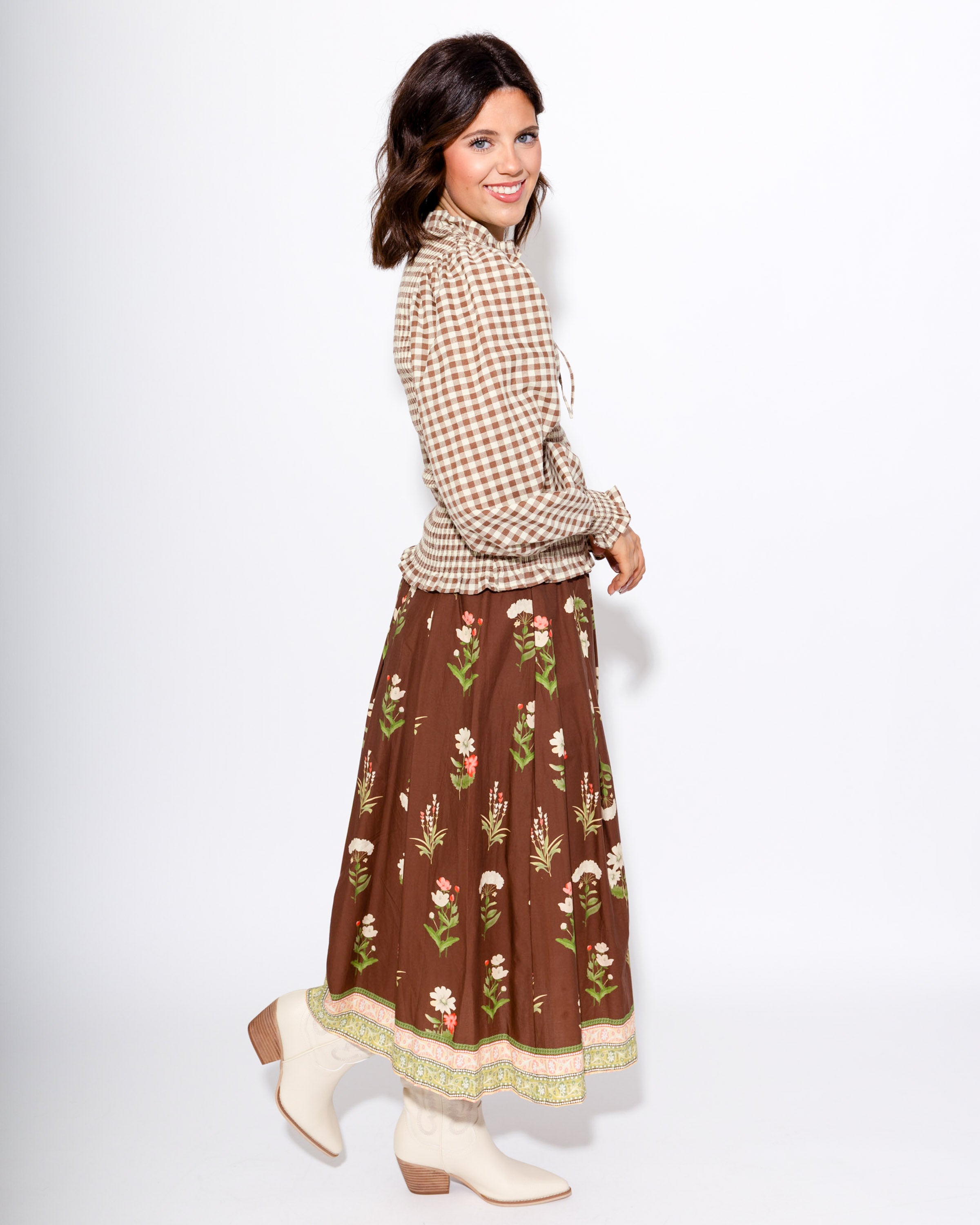 Gingham Glow Zip Front Top