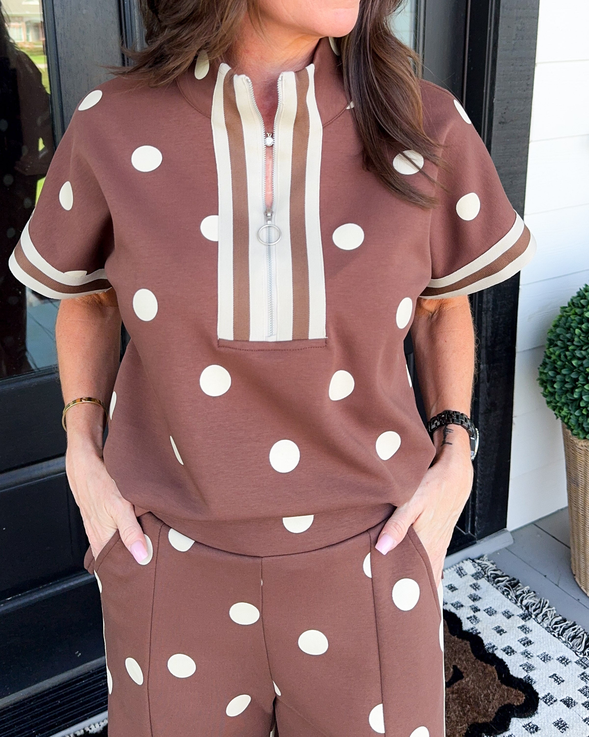 Polka Dot Lounge Set in Brown