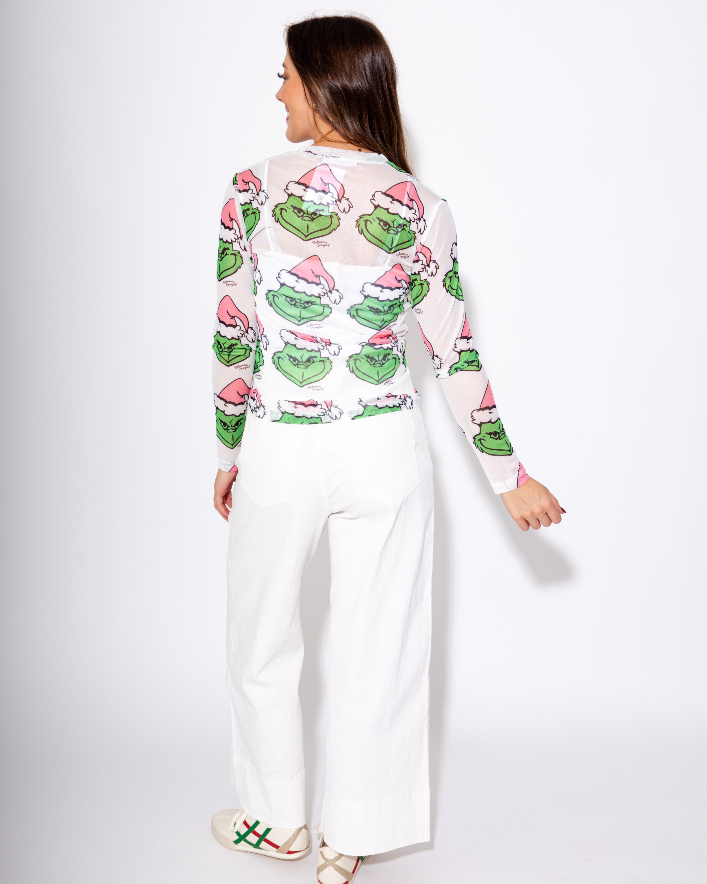 Mean One Grinch Mesh Top in White