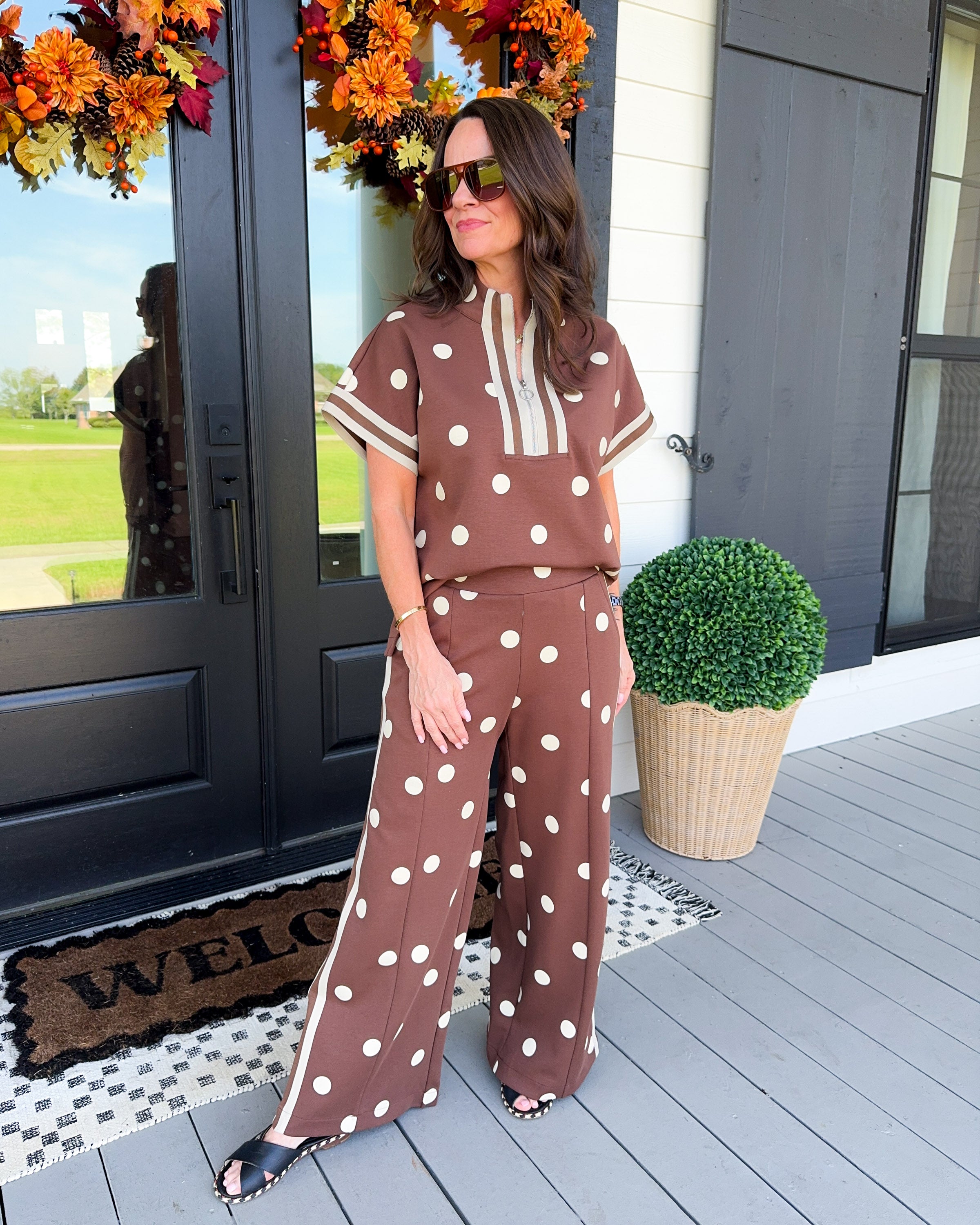 Polka Dot Lounge Set in Brown