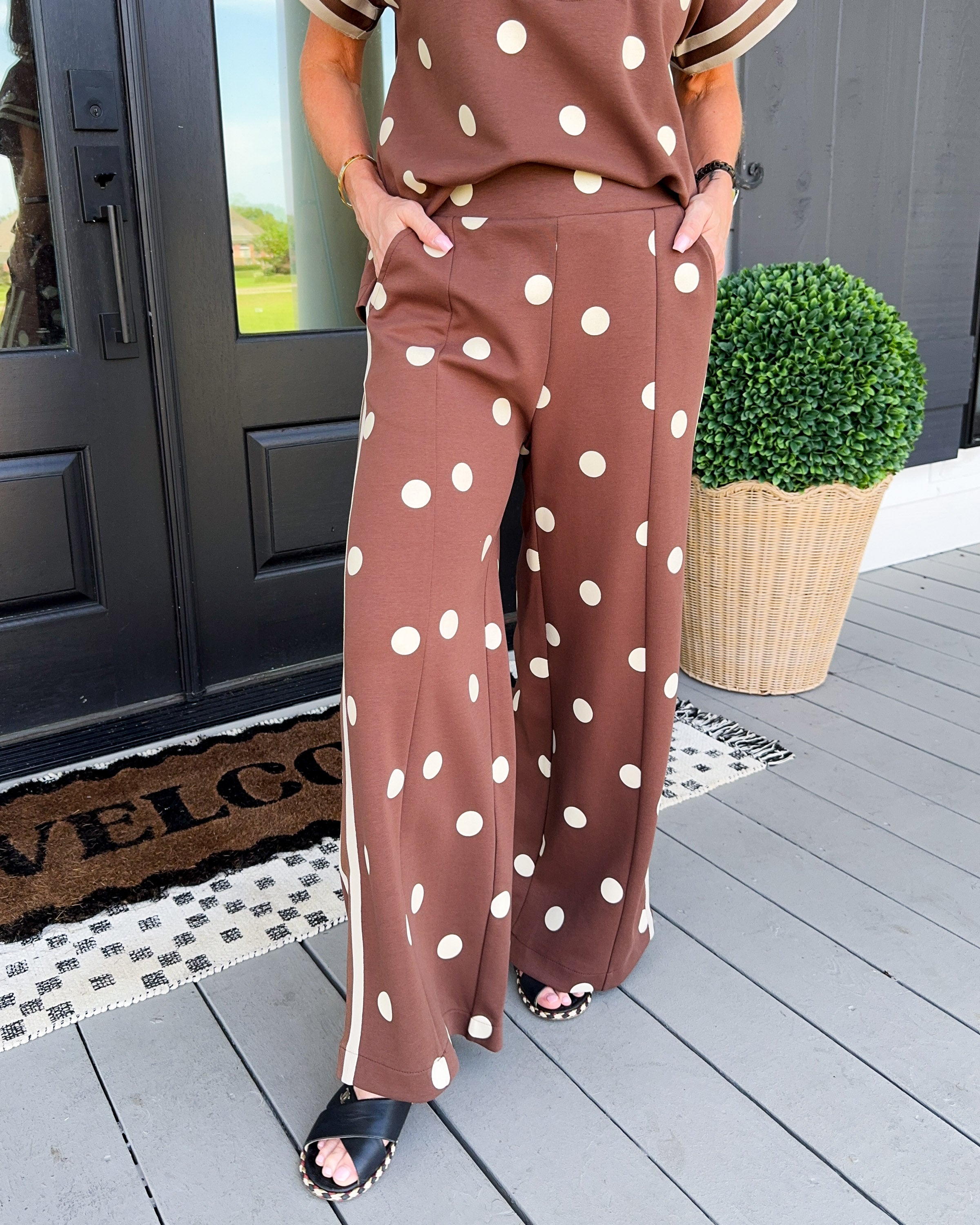 Polka Dot Lounge Set in Brown