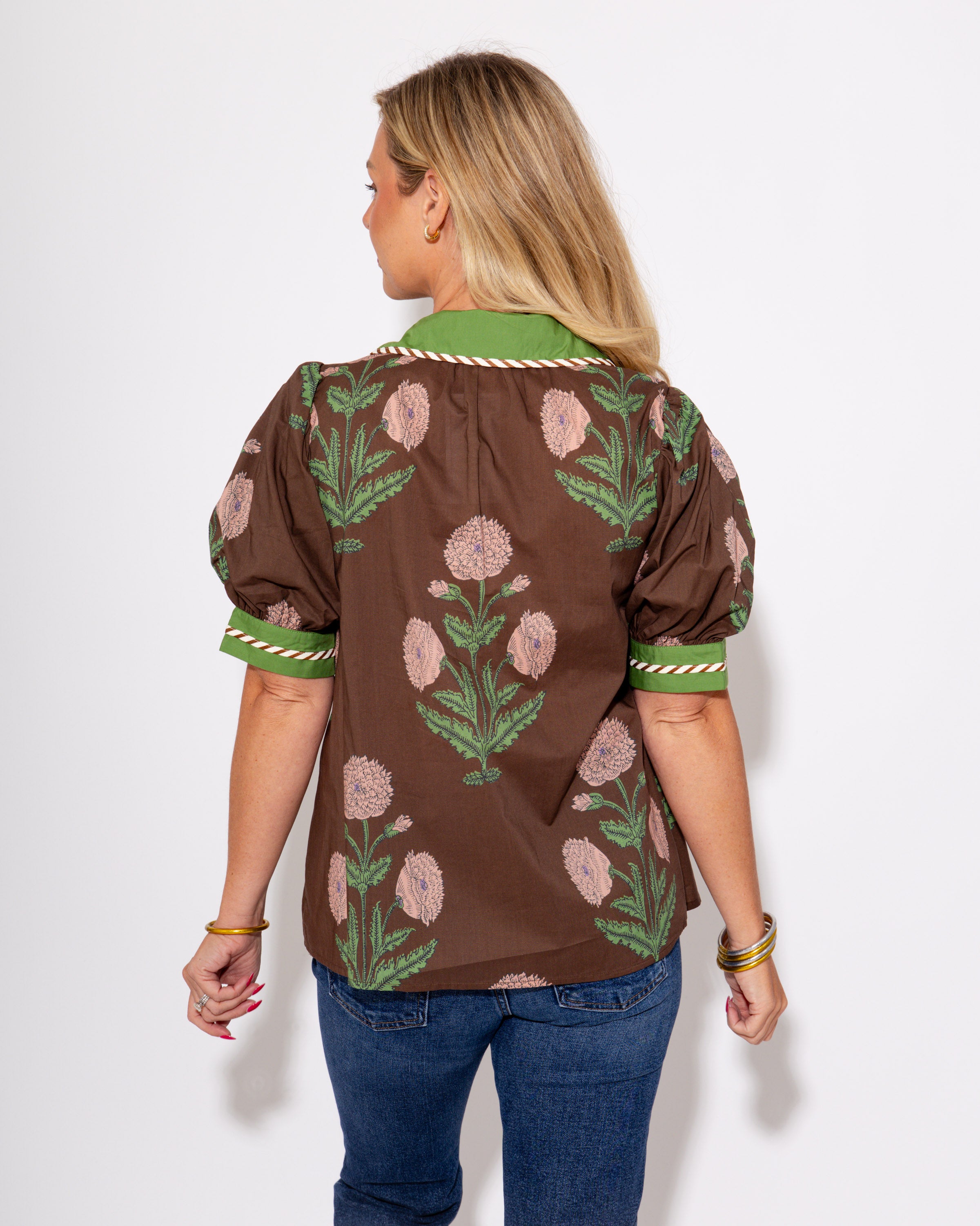 Contrast Bloom Top in Brown