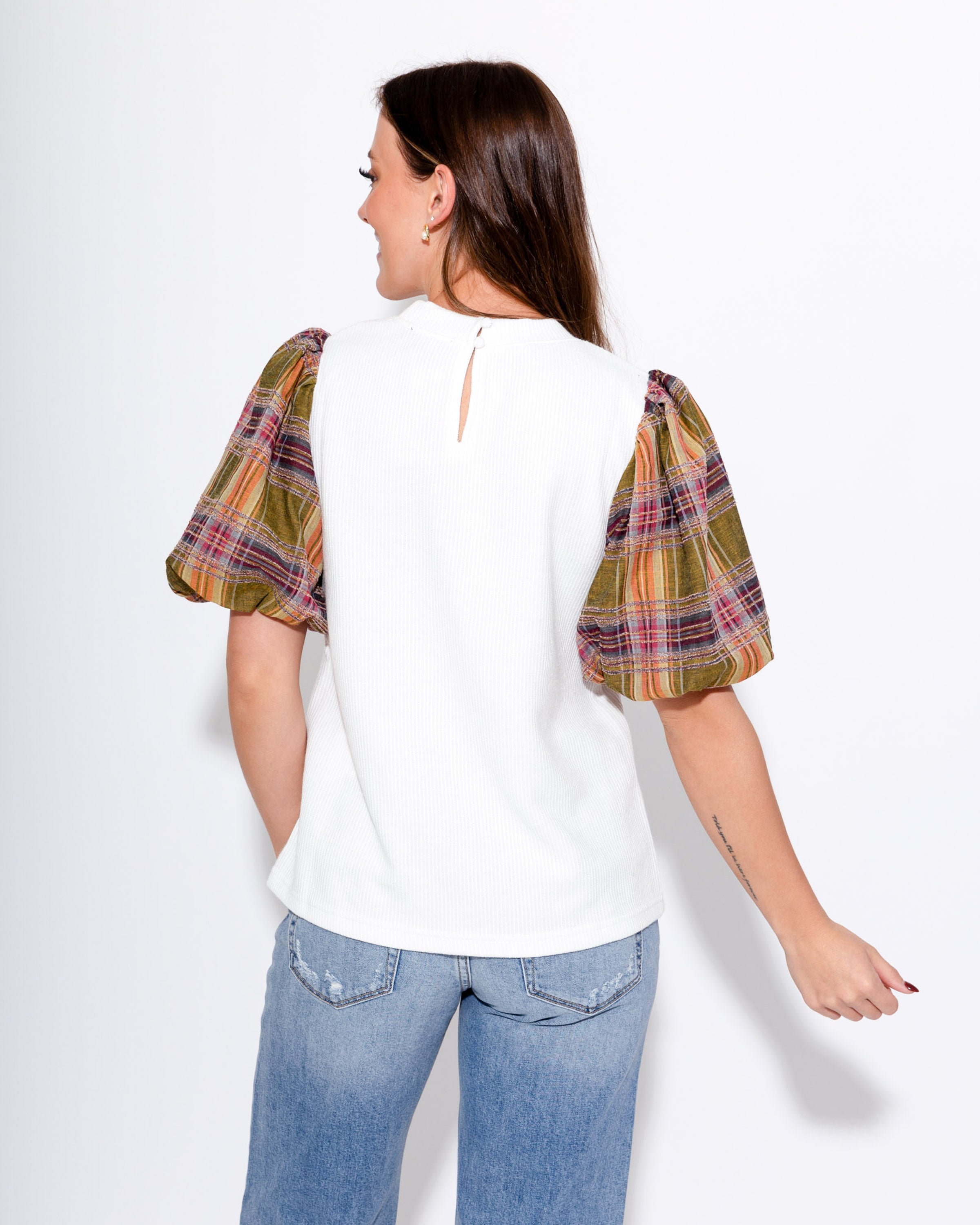Plaid Perfection Puff Sleeve Top