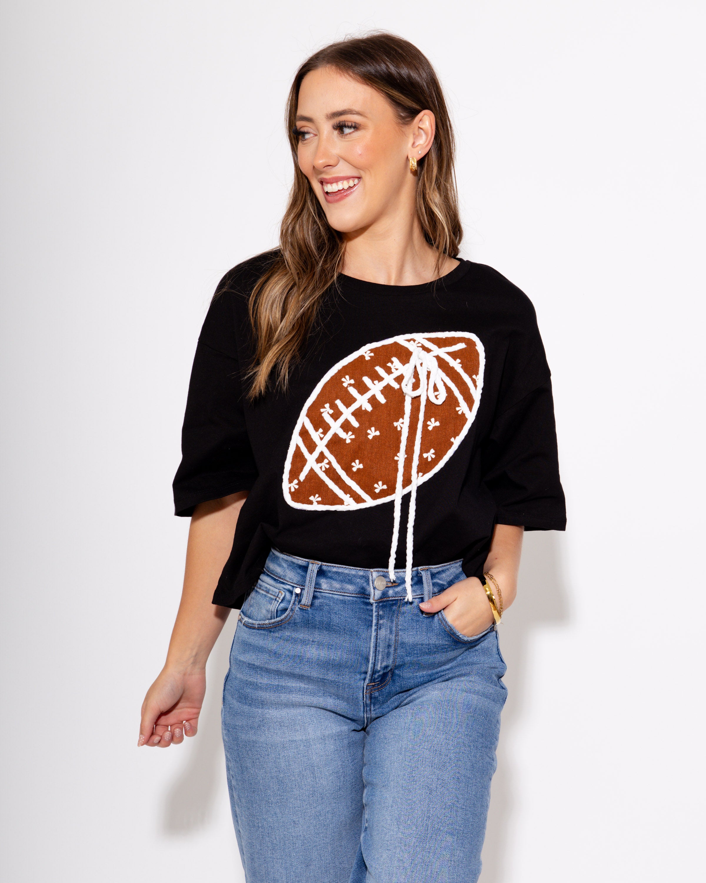 Touchdown Twill Game Day Top in Black