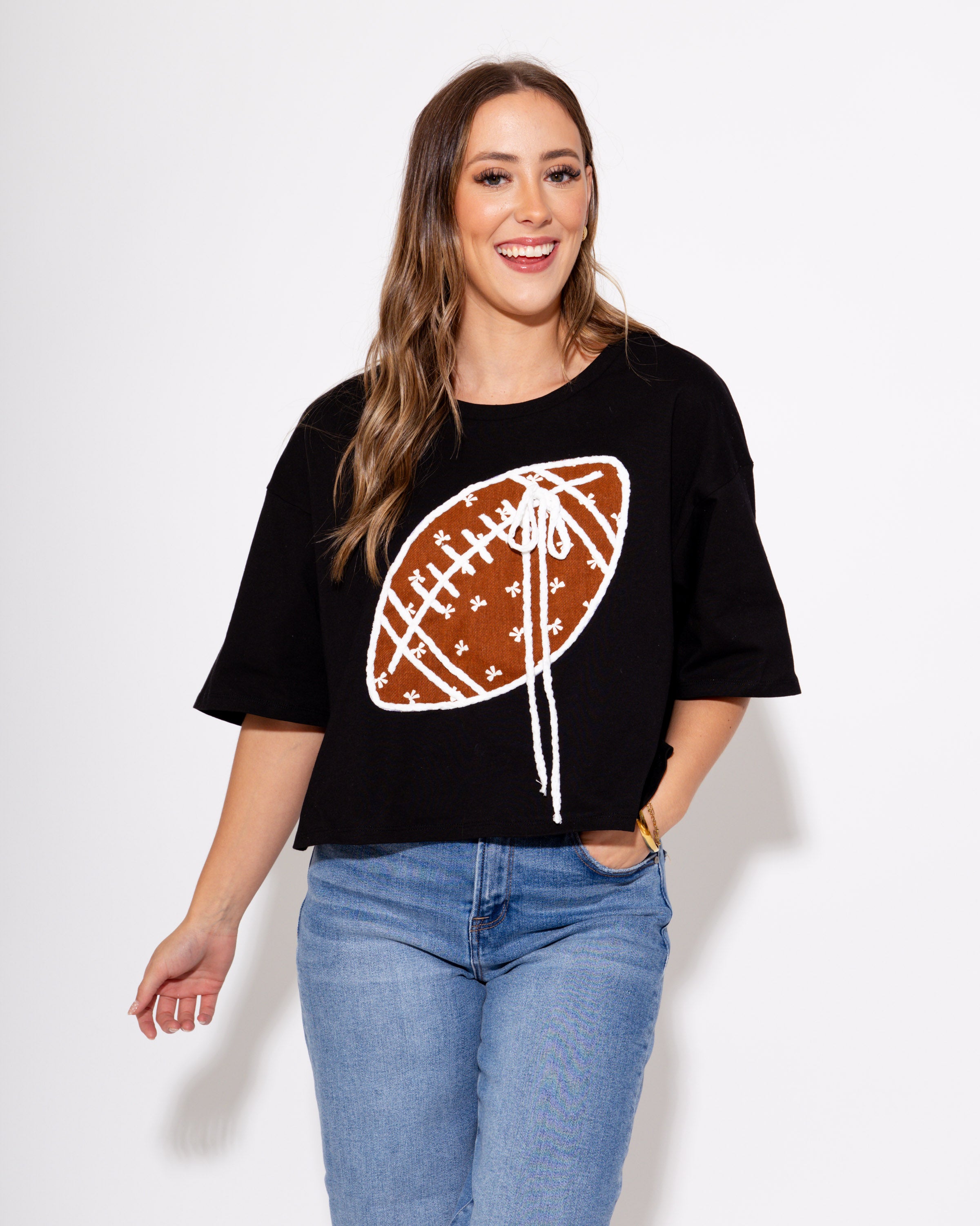 Touchdown Twill Game Day Top in Black