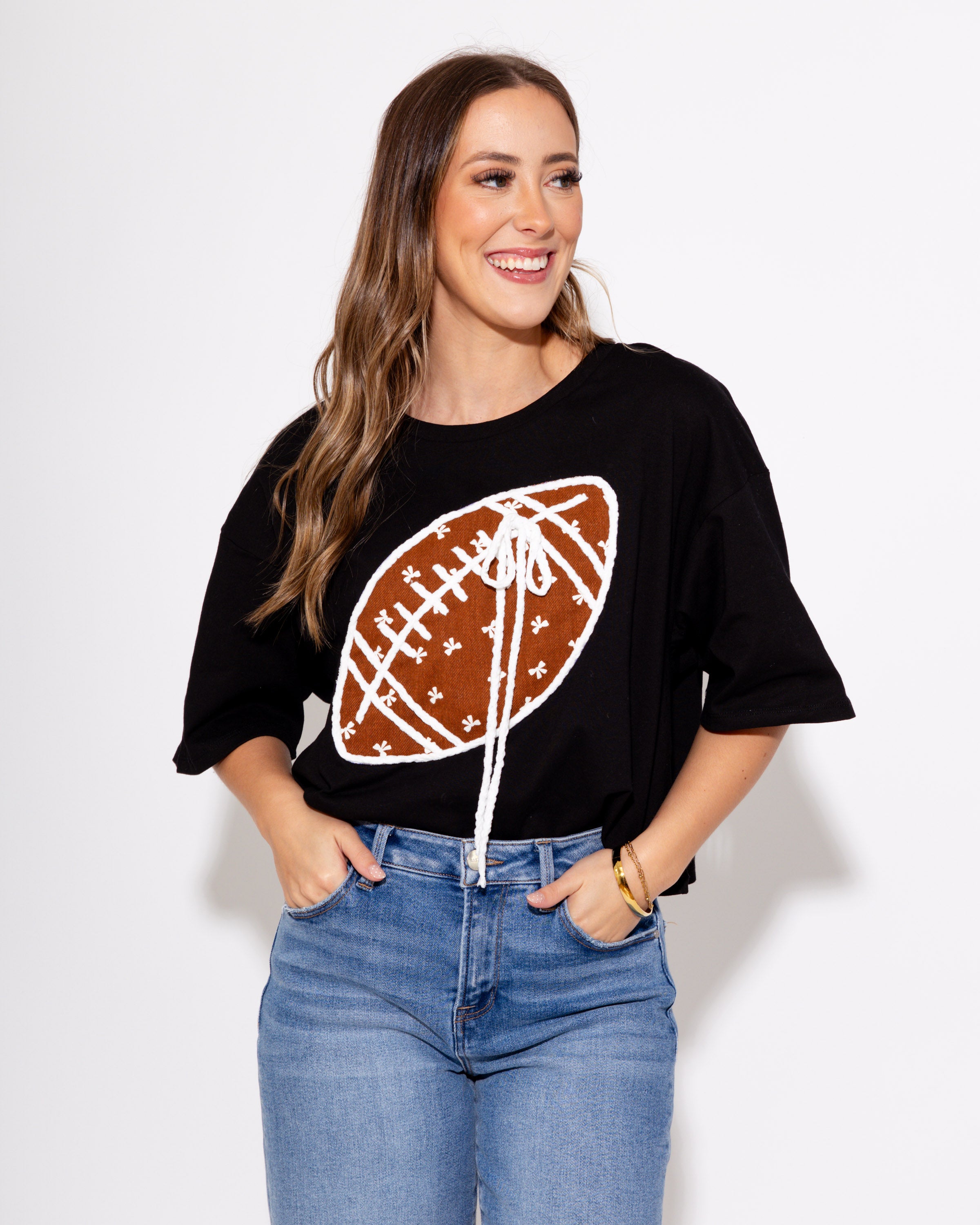 Touchdown Twill Game Day Top in Black