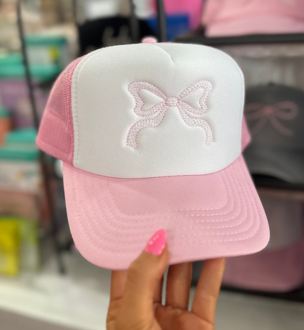 Pink and White Bow Hat