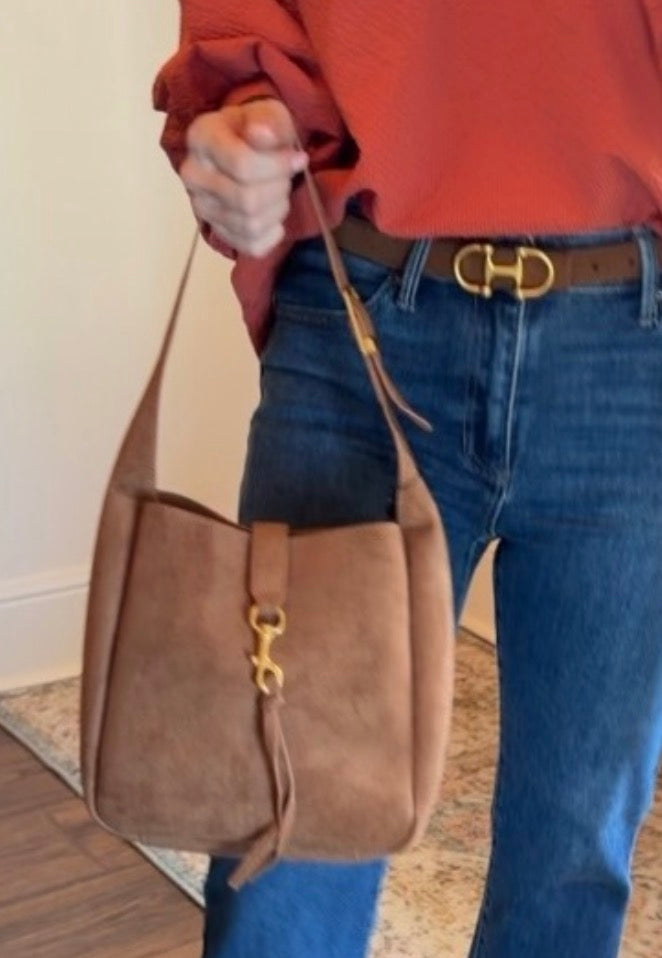 Suede Season Shoulder Bag in Tan