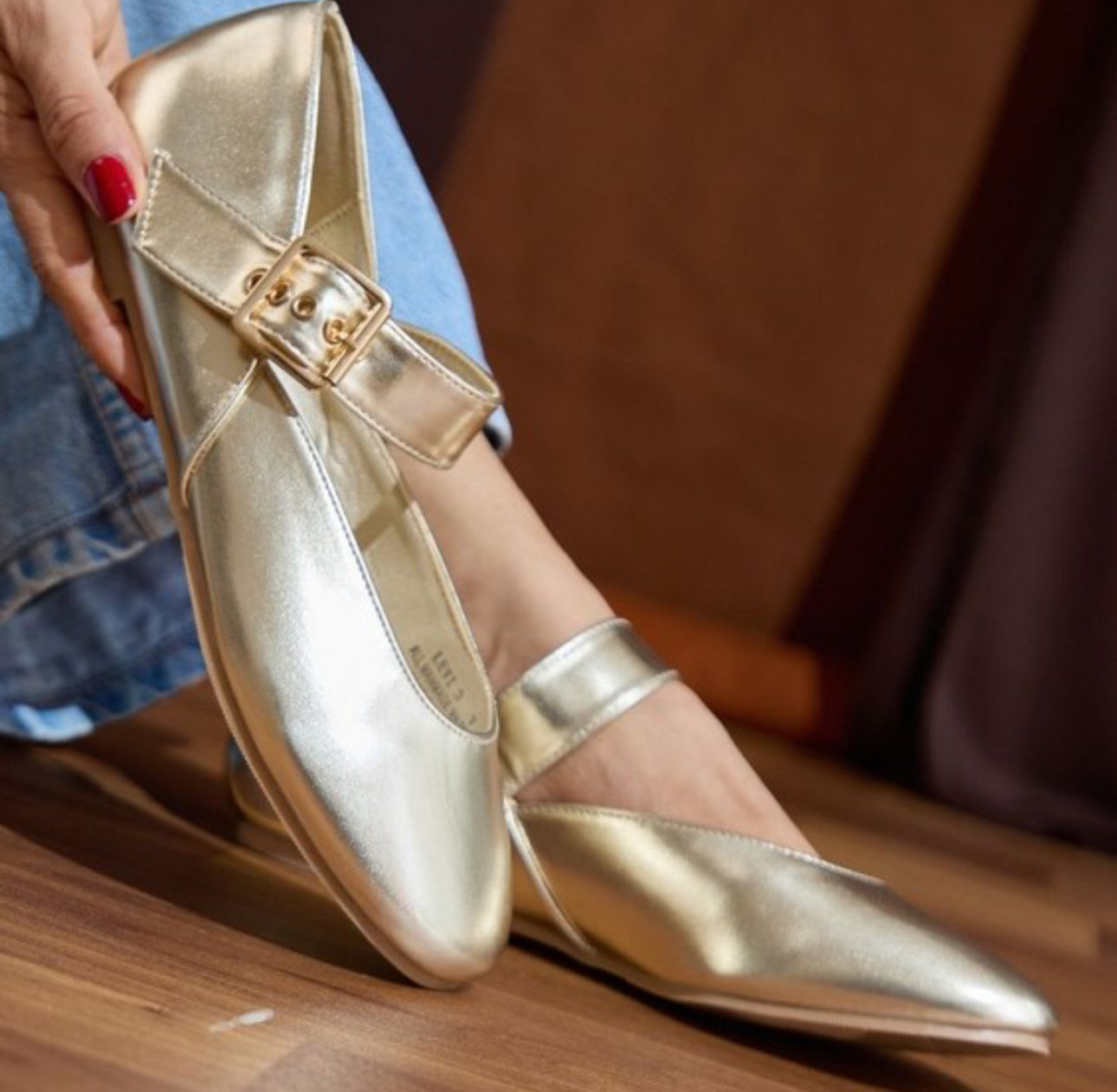 Gold Mary Jane Flats