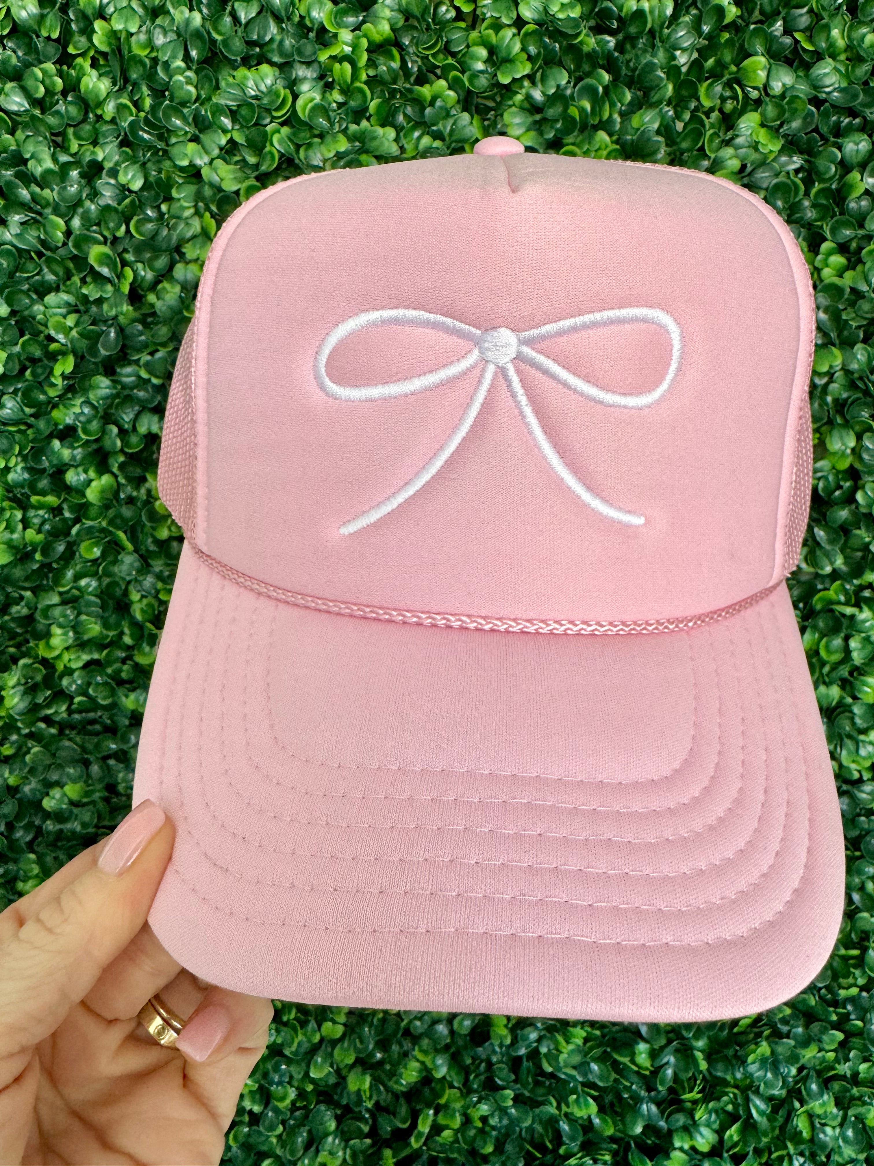 White Bow Pink Trucker Hat