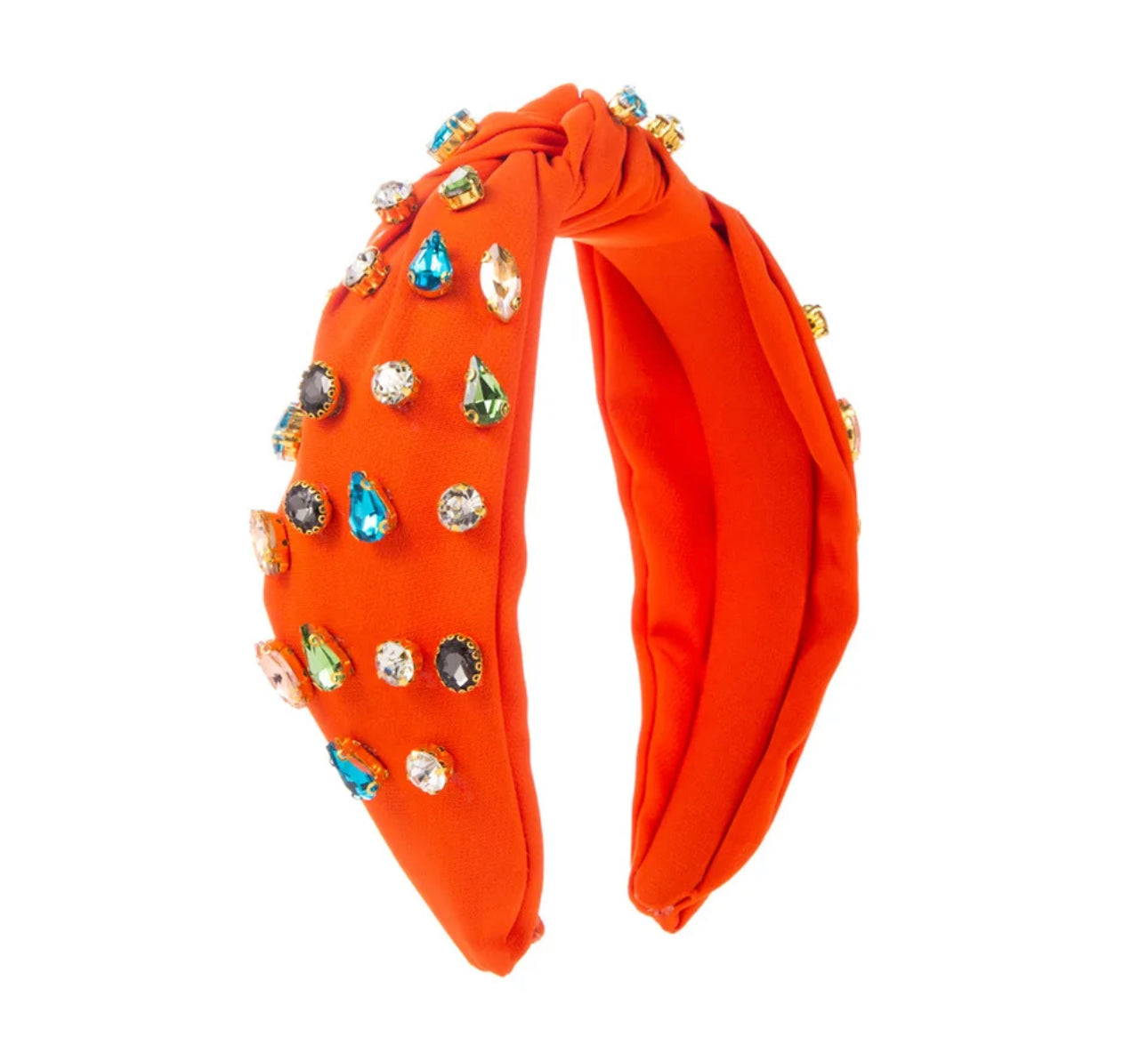 Luxury Knot Rhinestone Headband in Orange
