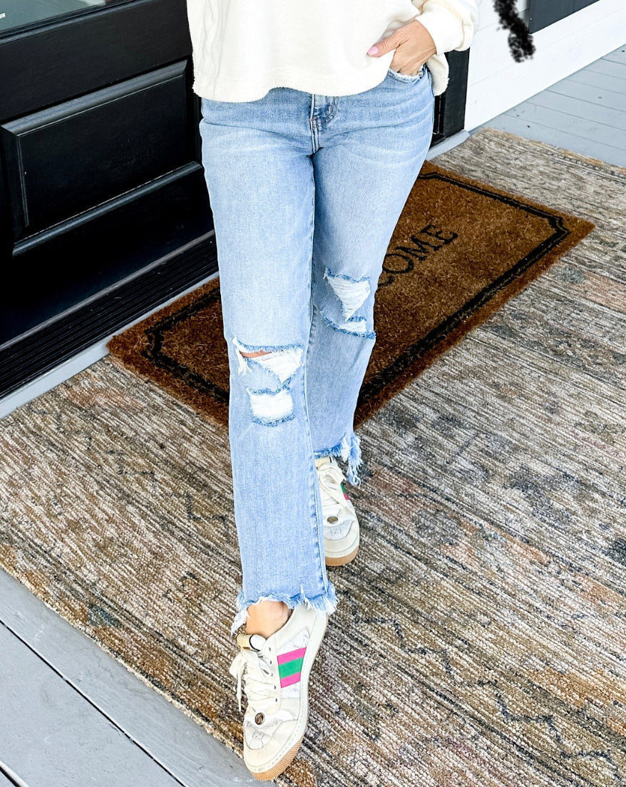 High Rise Crop Flare Jeans