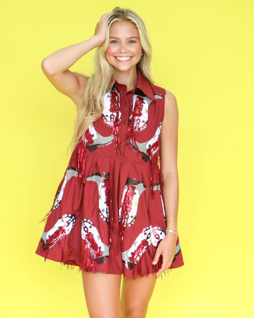 Maroon Boots Game Day Dress Gaudie and Company Maroon Boots Game Day Dress Gaudie and Company