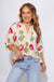 Pink Floral V-Neck Short Sleeve Top - Umgee - Gaudie & Co. Texas Boutique