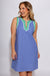 Navy and green contrast gingham sleeveless mini dress with split neckline, women's boutique summer dress at Gaudie & Co