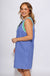 Navy and green contrast gingham sleeveless mini dress with split neckline, women's boutique summer dress at Gaudie & Co