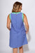 Navy and green contrast gingham sleeveless mini dress with split neckline, women's boutique summer dress at Gaudie & Co