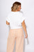 White Seam Detail Cropped Cap Sleeve Knit Top - Entro - Gaudie & Co. Texas Boutique