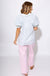 Sage Pinstripe Lace Trim Blouse - Umgee - Gaudie & Co. Beaumont TX Boutique