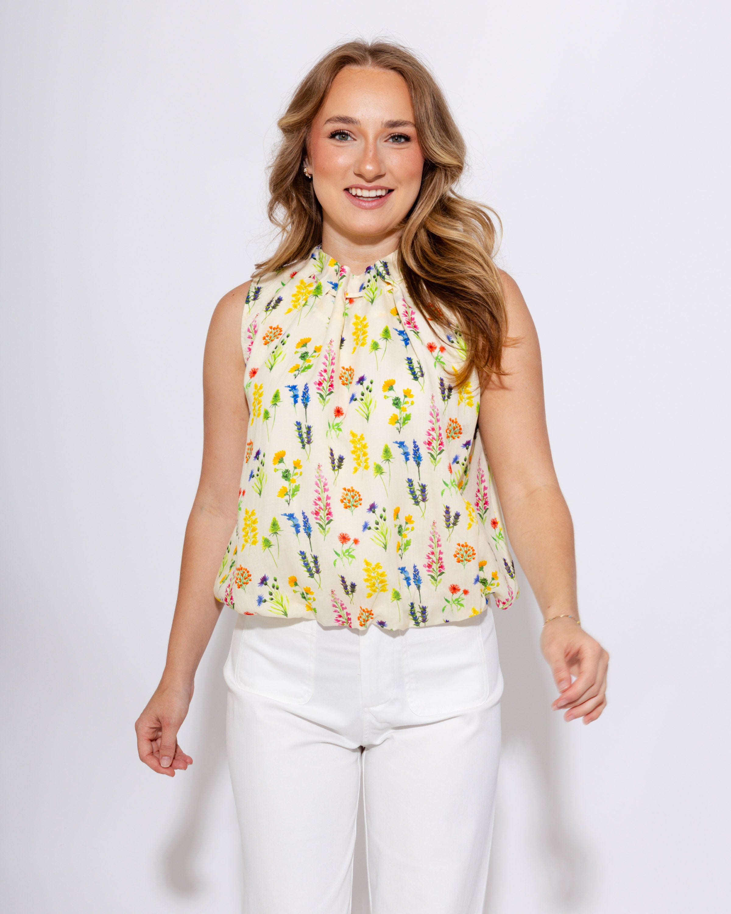 Sleeveless Floral Pattern Top