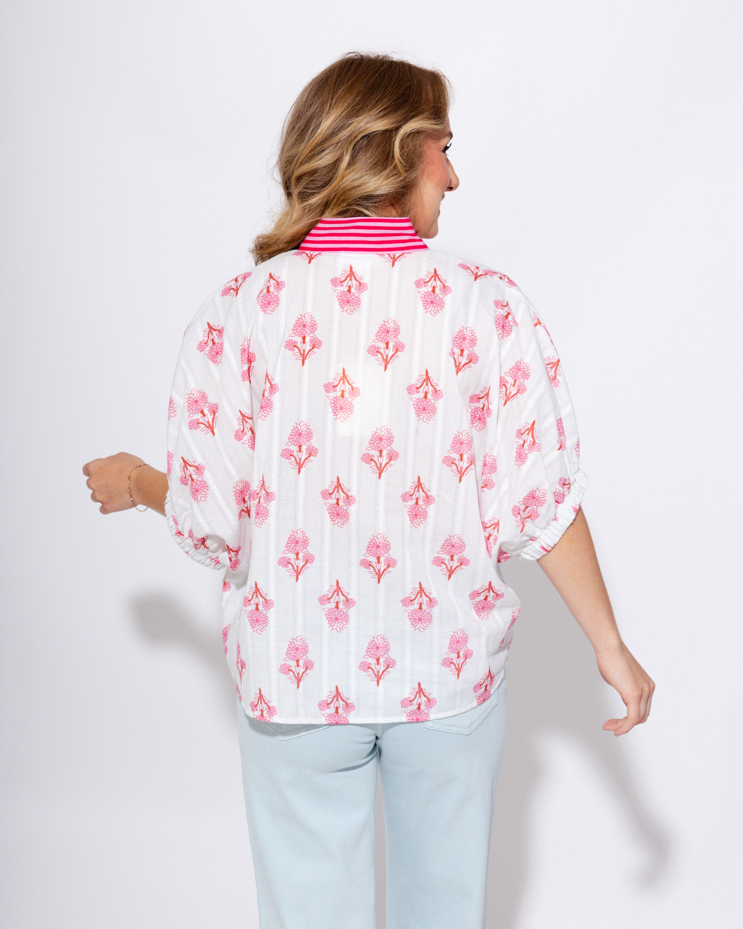 Breezy Botanical Dolman Top in Pink