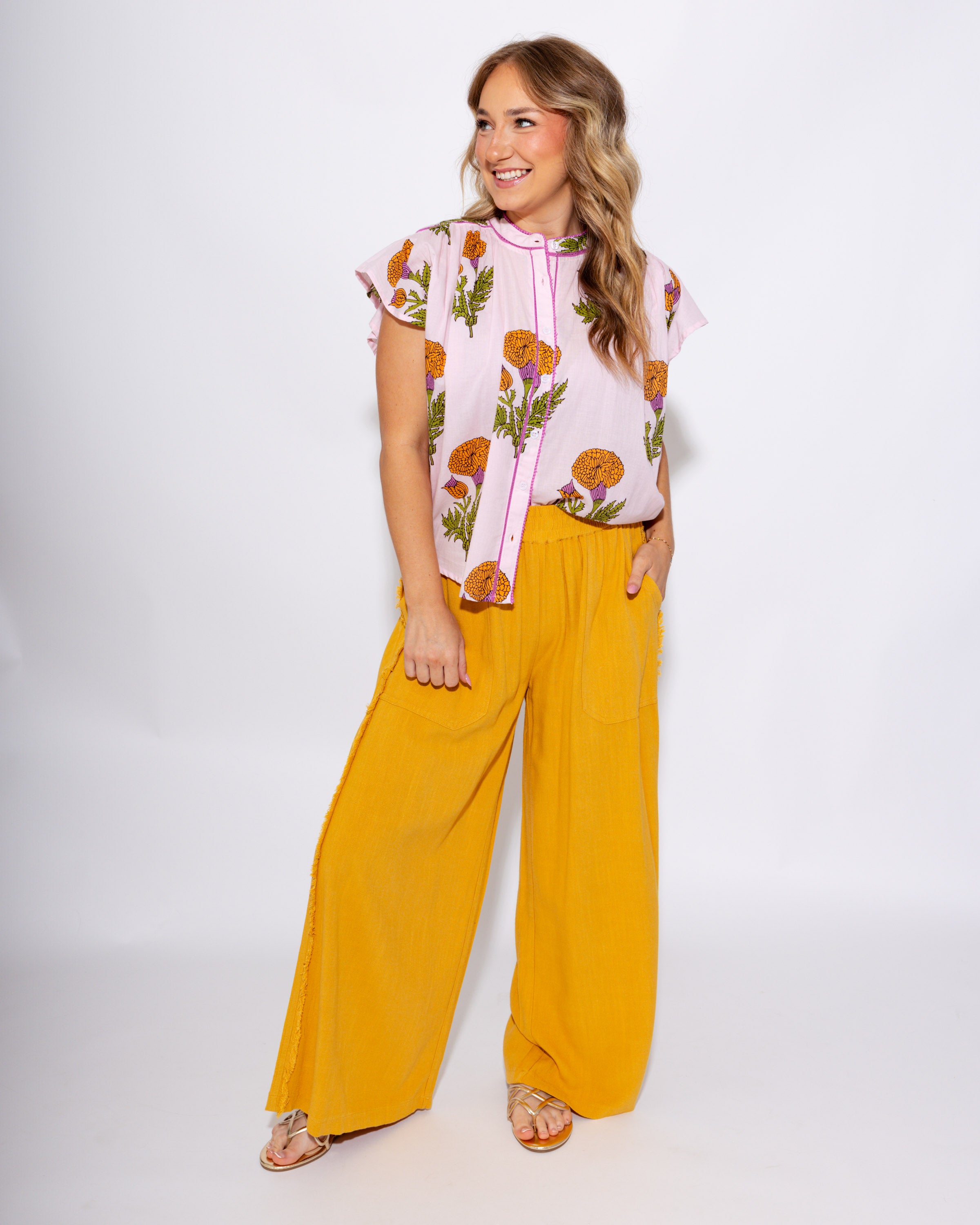 Linen Frayed Wide Leg Pants Women - Umgee - Gaudie & Co. Nederland TX Boutique