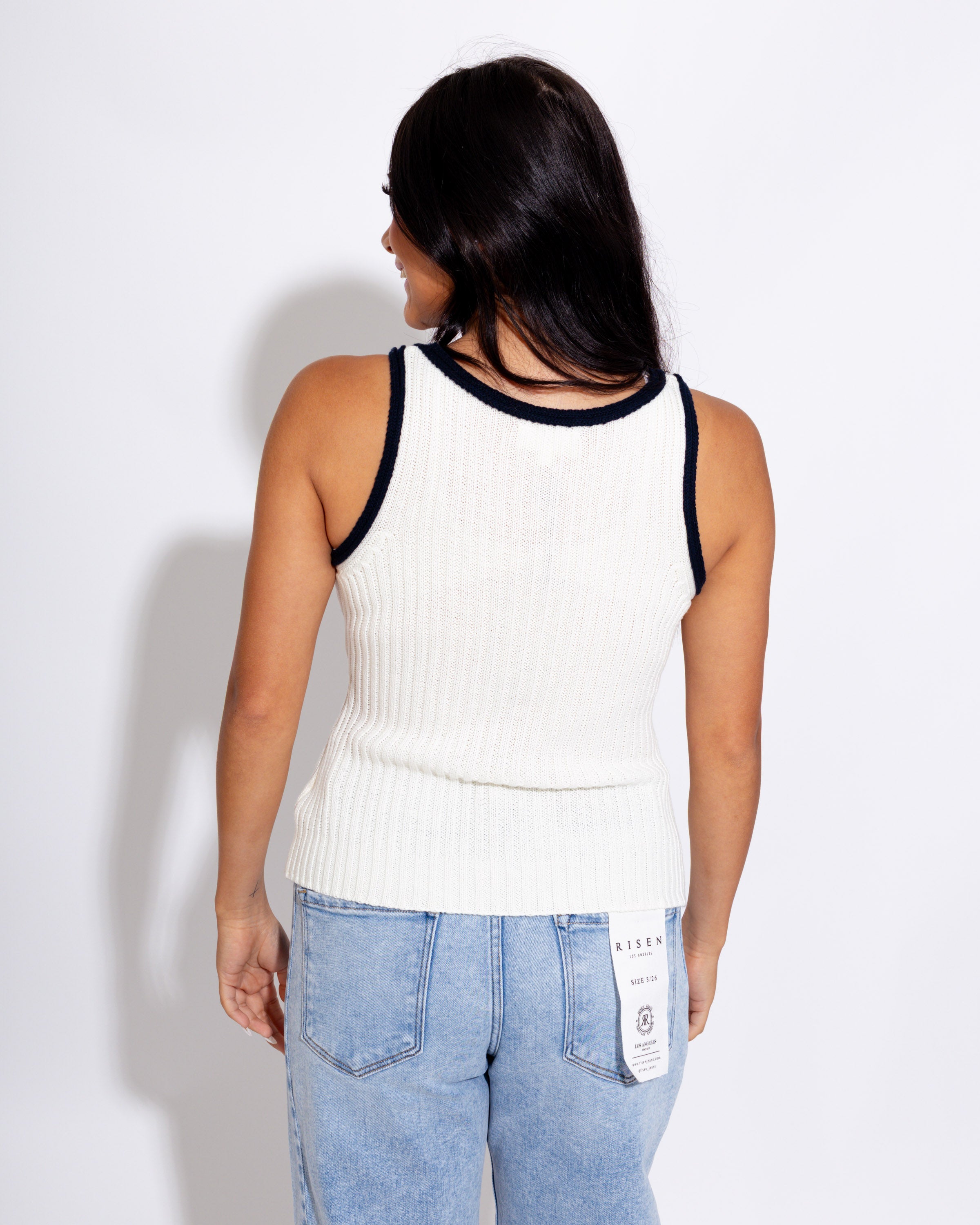 USA Flag Ribbed Sweater Tank Top