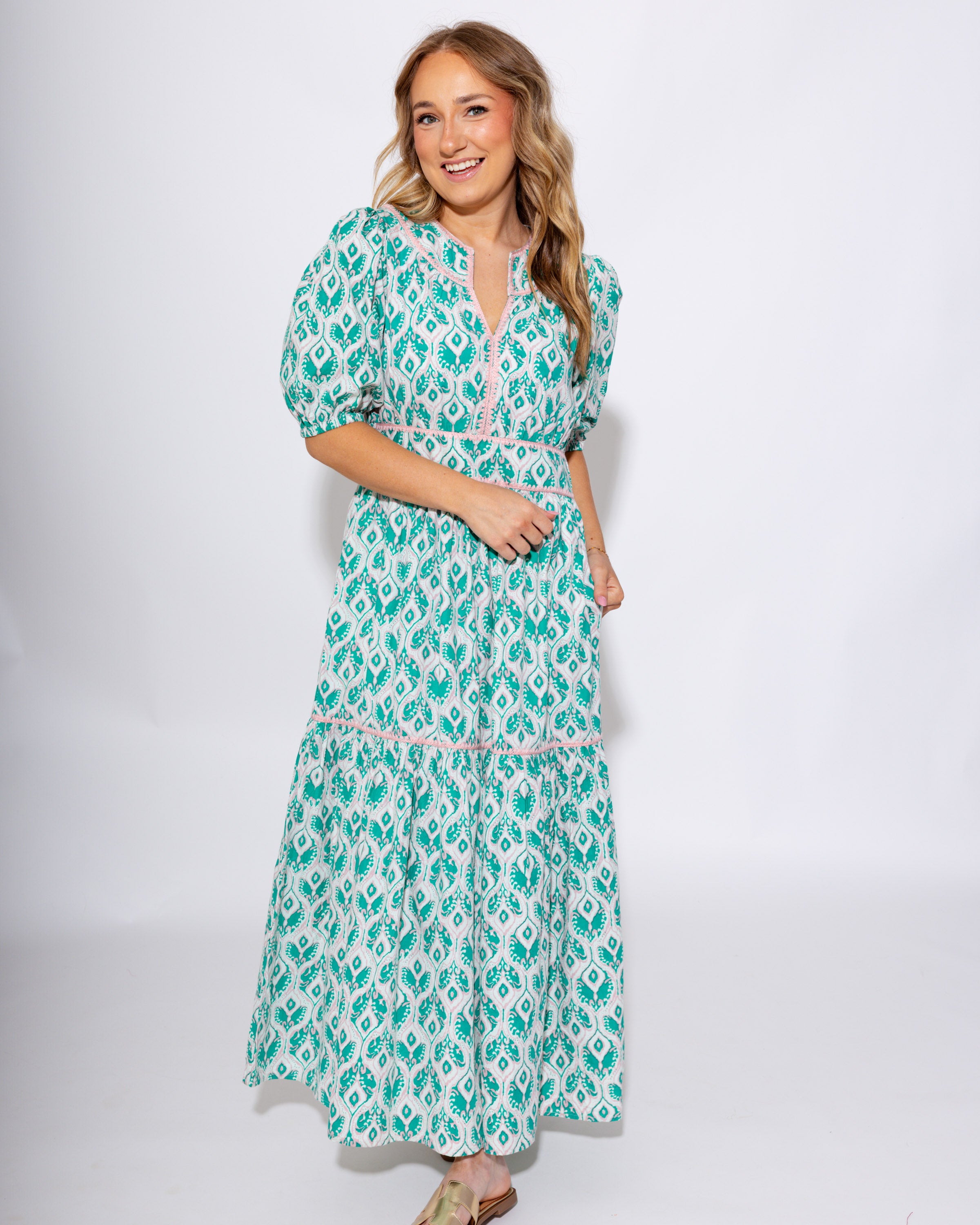 Ivy Jane Garden Trellis Green Midi Dress - Gaudie & Co. Southeast Texas Boutique
