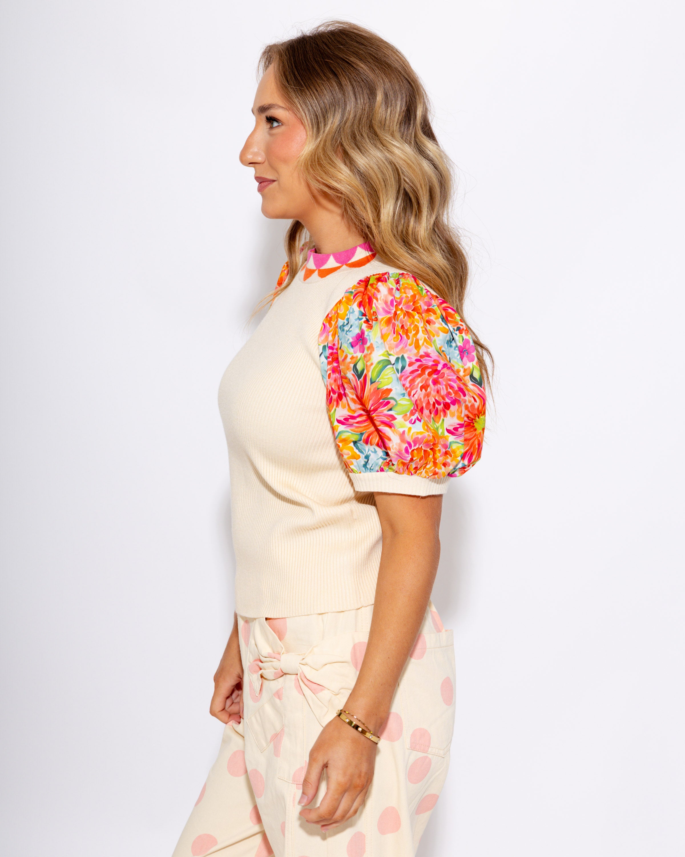 Vibrant Floral Puff Sleeve Top
