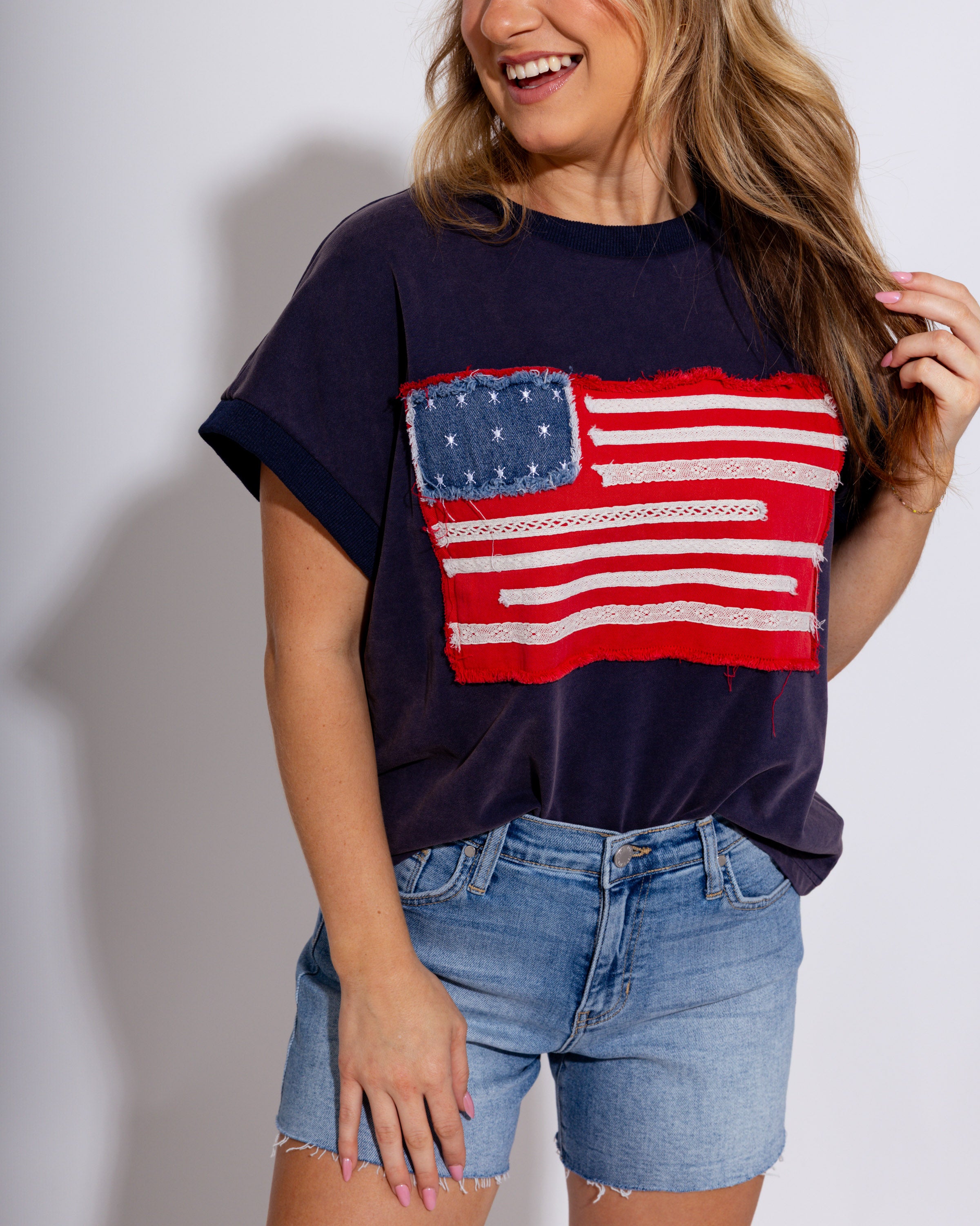 American Flag Patched Top