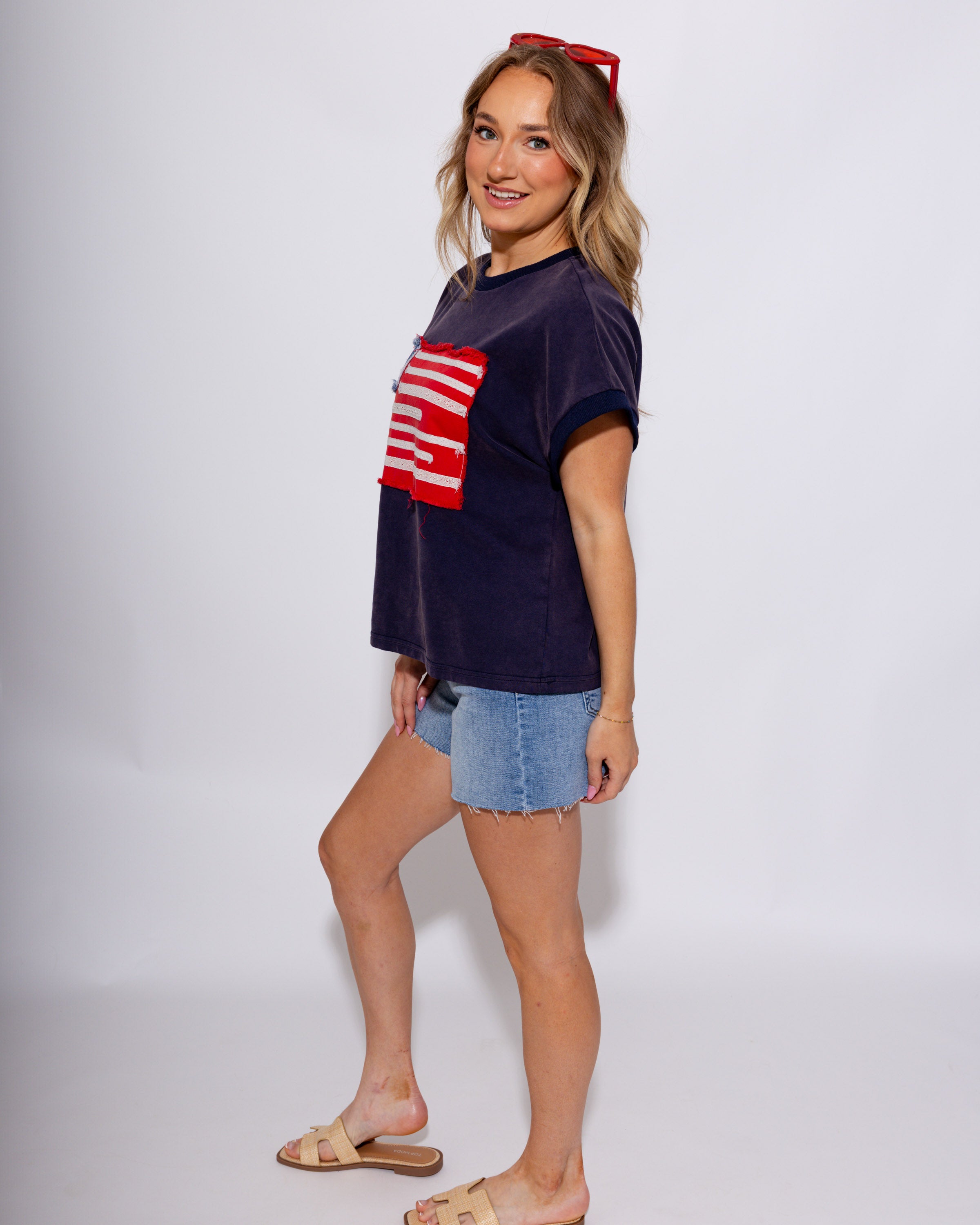 American Flag Patched Top