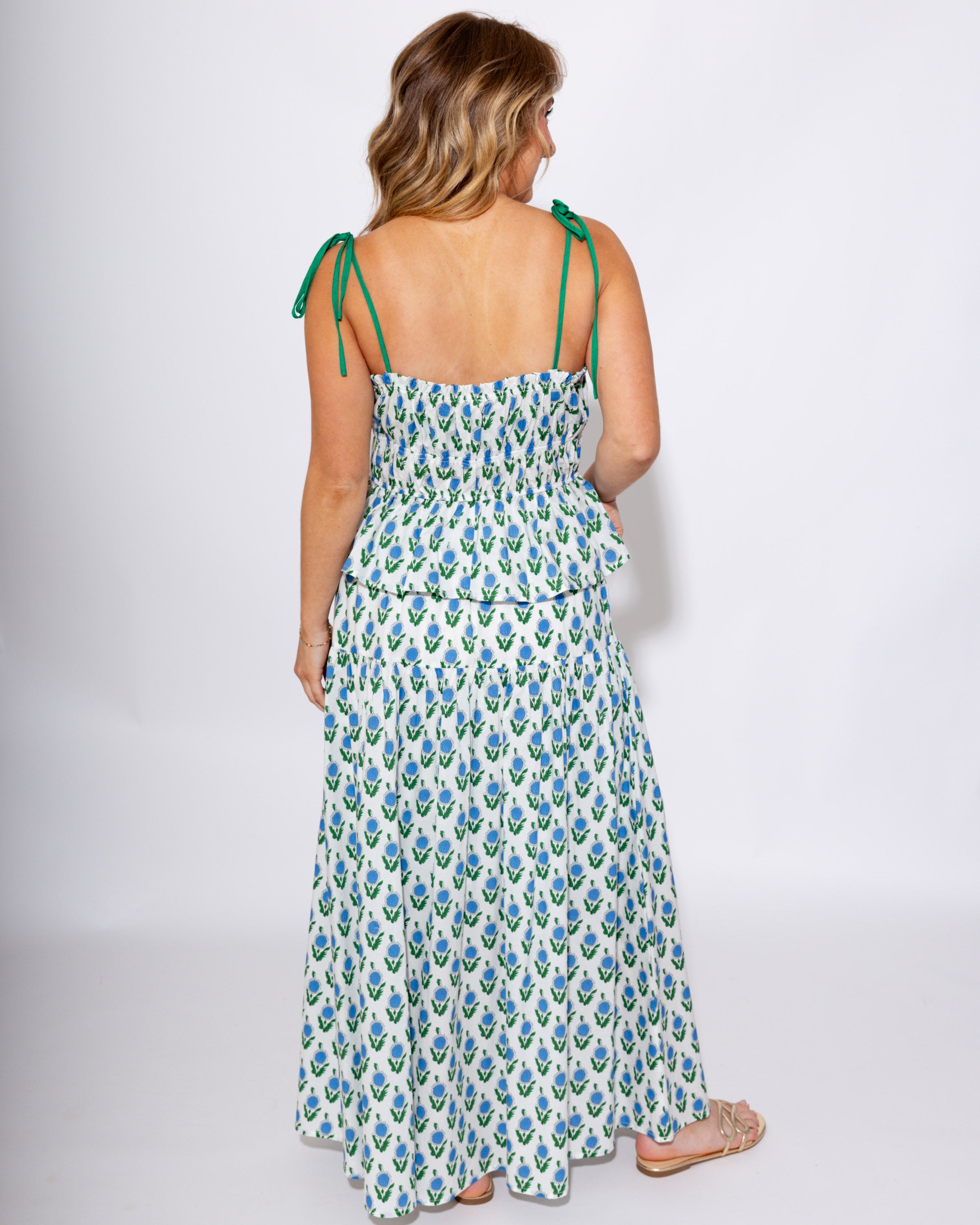 Blue Floral Peplum Top Maxi Skirt Set - JODIFL - Gaudie & Co. Southeast Texas Boutique