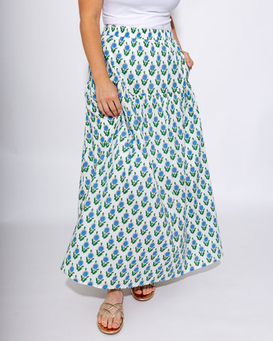 Blue Floral Peplum Top Maxi Skirt Set - JODIFL - Gaudie & Co. Southeast Texas Boutique